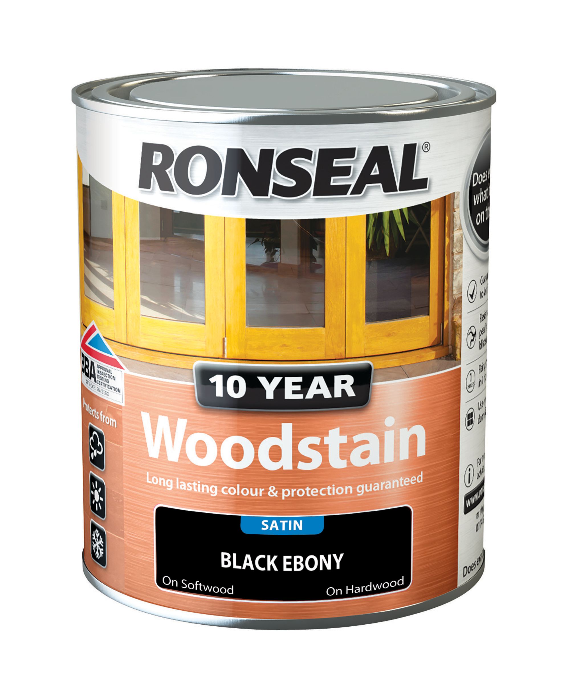 Ronseal 10 Year Woodstain - Black Ebony - 750ml