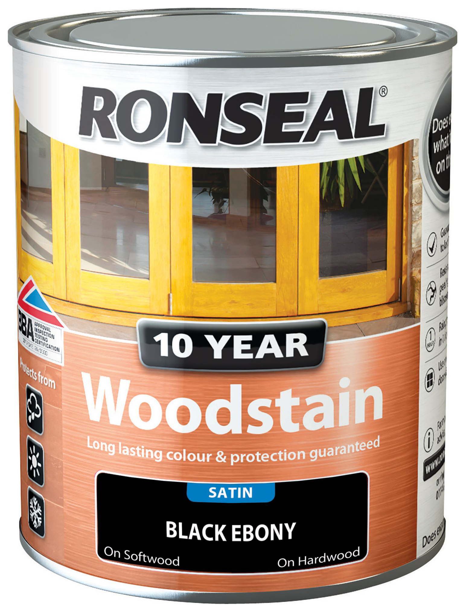 Ronseal 10 Year Woodstain - Black Ebony - 750ml