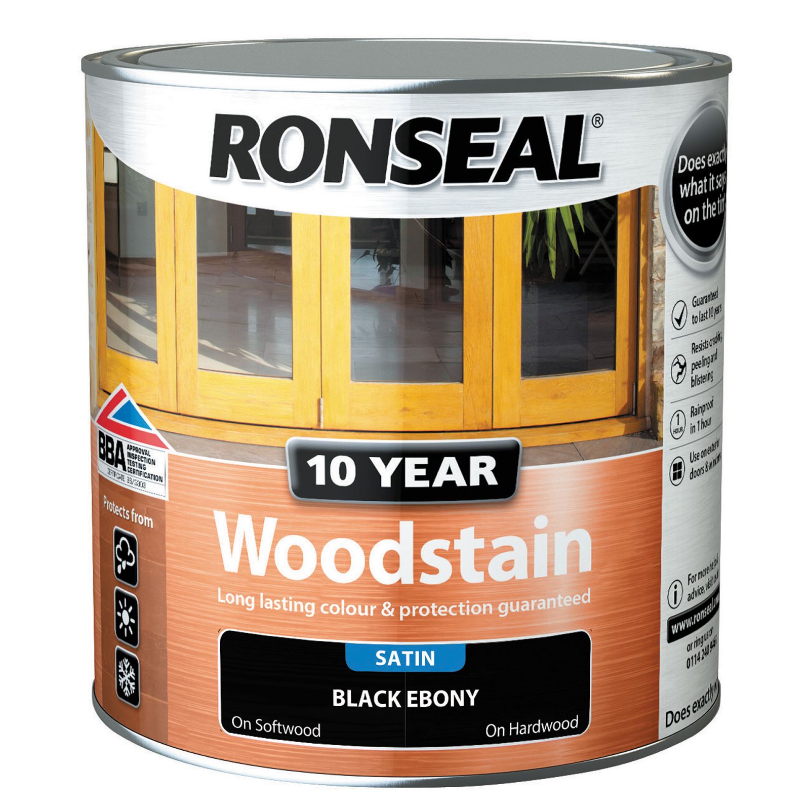 Ronseal 10 Year Woodstain - Black Ebony - 2.5L