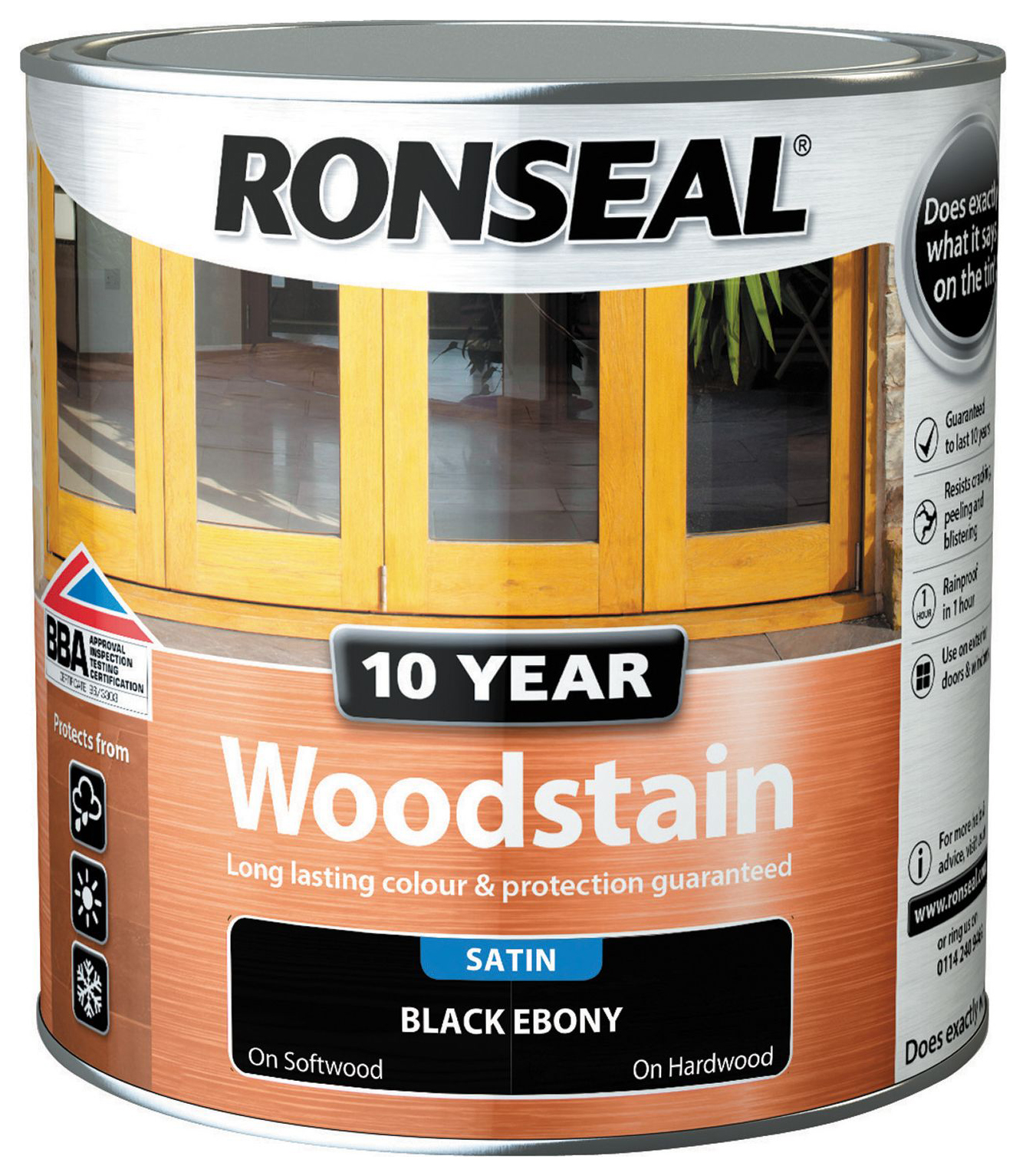 Ronseal 10 Year Woodstain - Black Ebony 2.5L