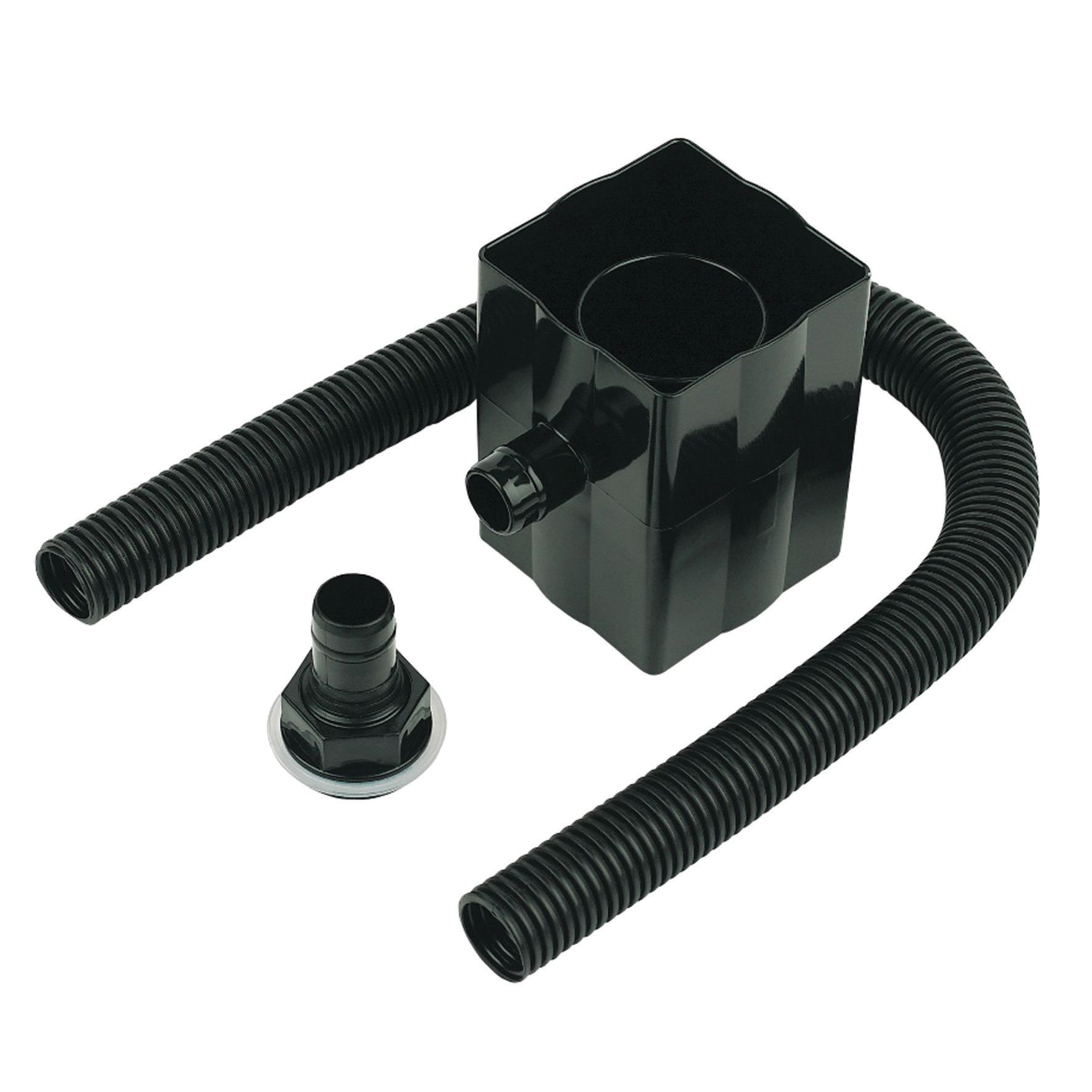 Image of Floplast 68mm Round or 65mm Square Downpipe Water Butt Rain Diverter - Black