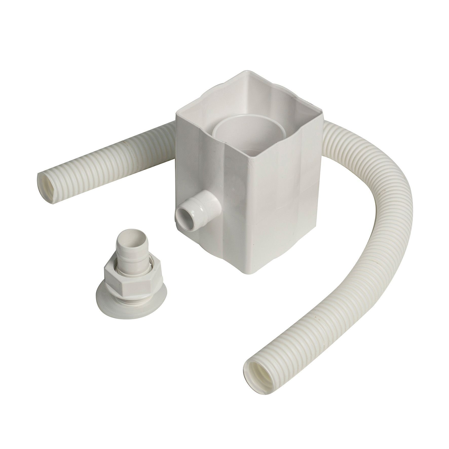 Image of Floplast 68mm Round or 65mm Square Downpipe Water Butt Rain Diverter - White