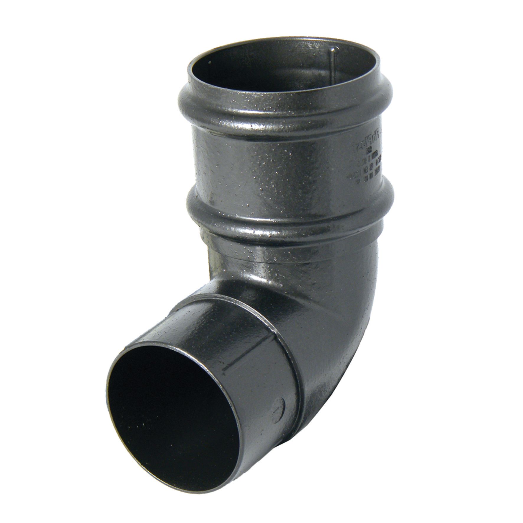 FloPlast 68mm Black Cast Iron Style Round Downpipe Offset Bend - 92.5