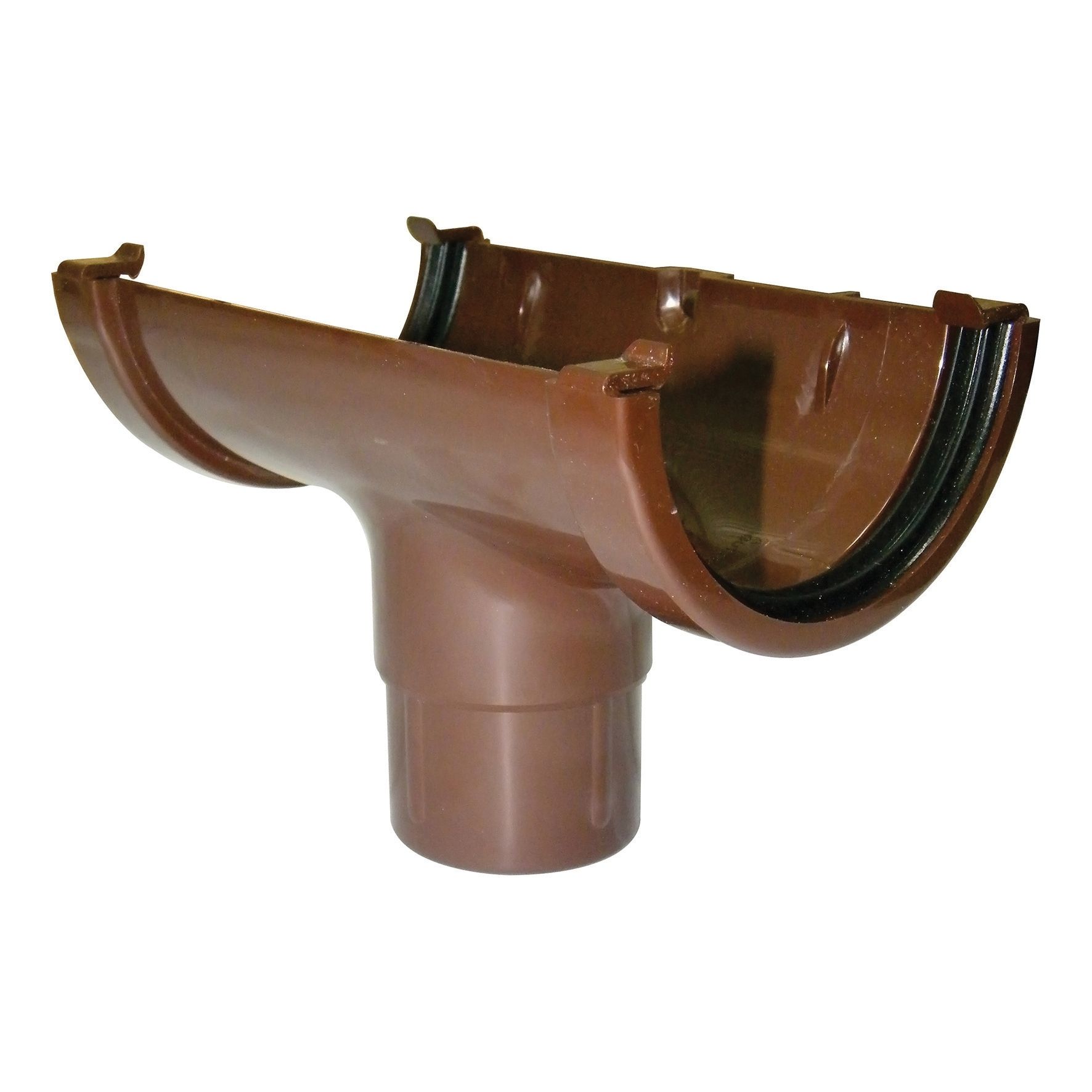 Image of FloPlast 76mm MiniFlo Gutter Running Outlet - Brown