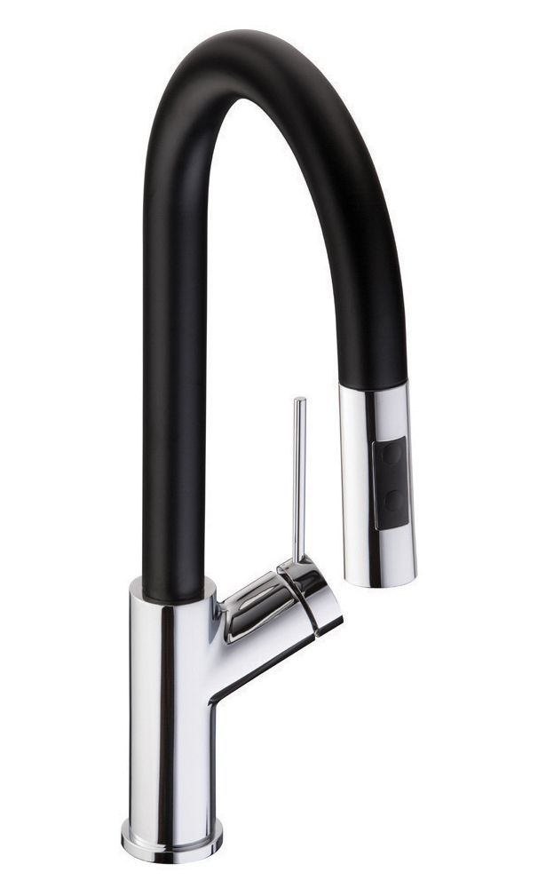 Image of Abode Virtue Single Lever Nero Pull Tap - Black & Chrome