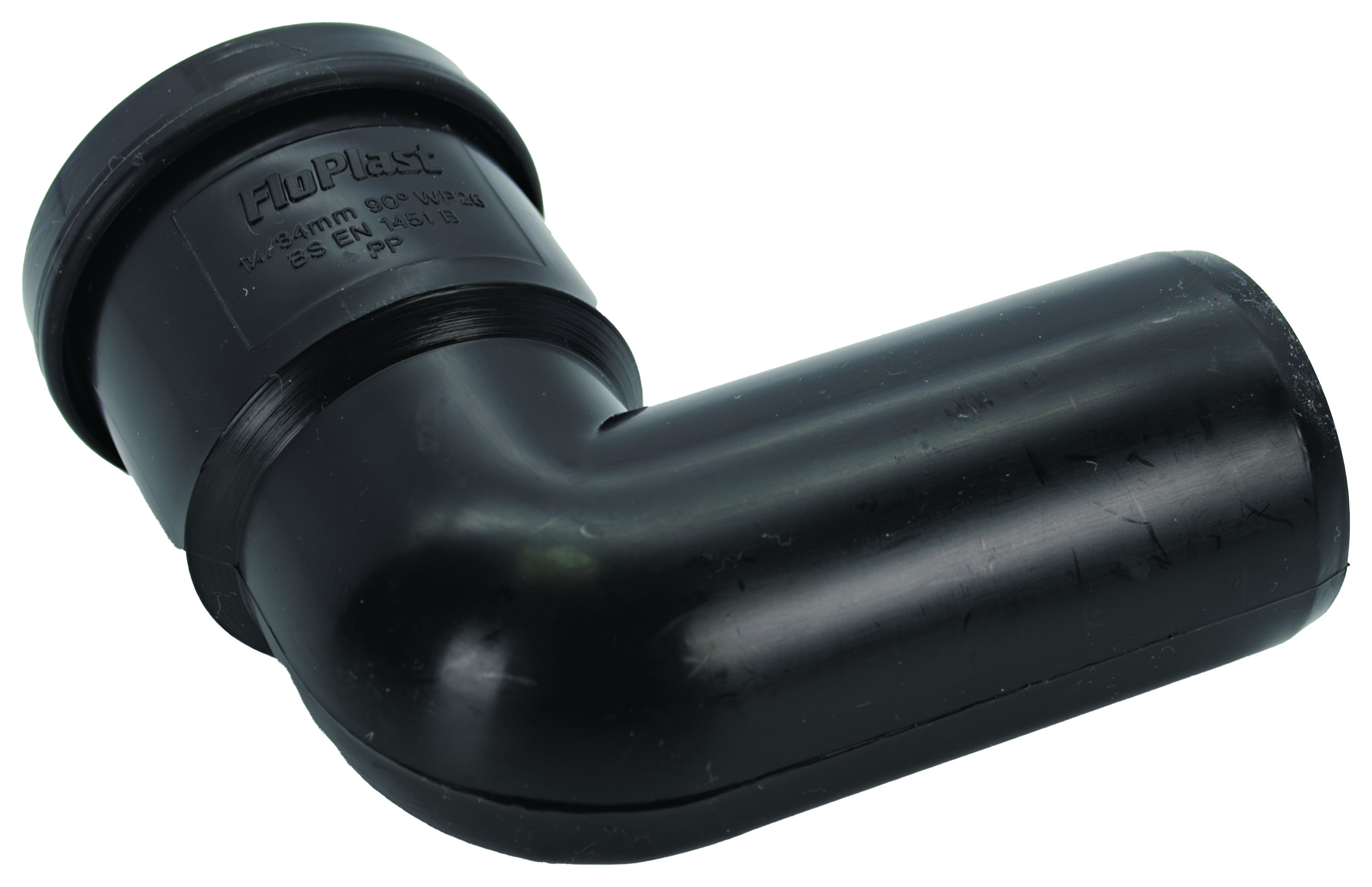 FloPlast WP26B Push-fit Waste 90 Deg Bend Conversion - Black 32mm