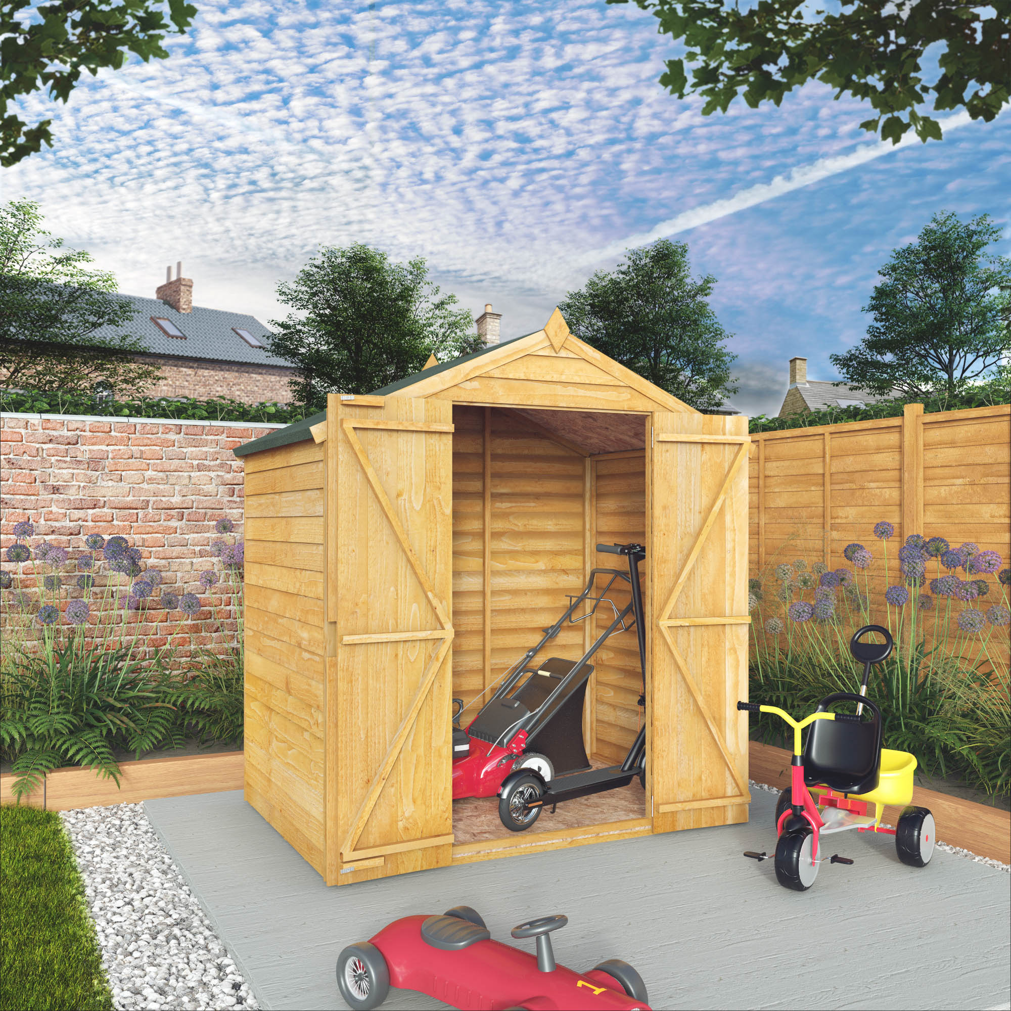 Mercia Double Door Windowless Timber Overlap Apex Shed - 4 x 6ft