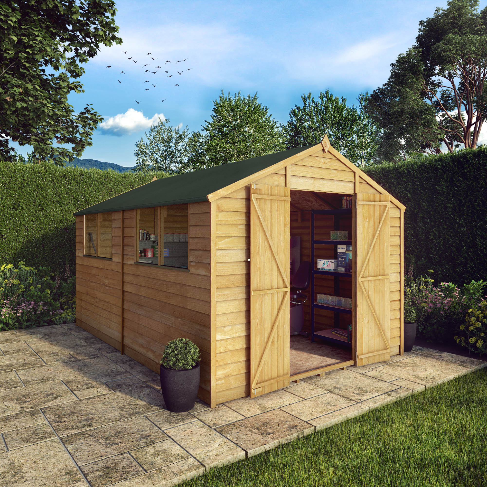 Image of Mercia 12 x 8ft Double Door Timber Overlap Apex Shed