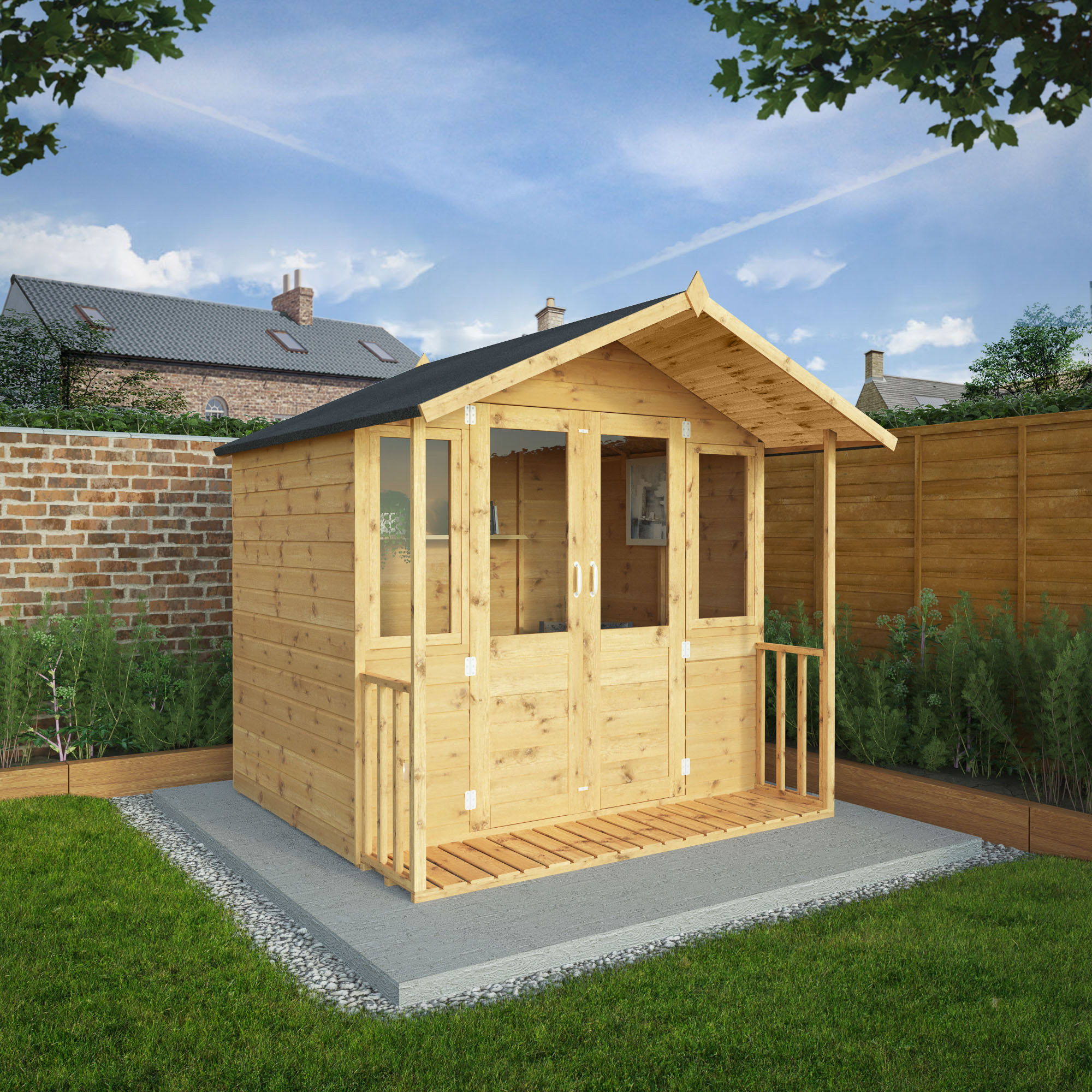 Image of Mercia 7 x 7ft Traditional Double Door Summerhouse including Veranda with Assembly