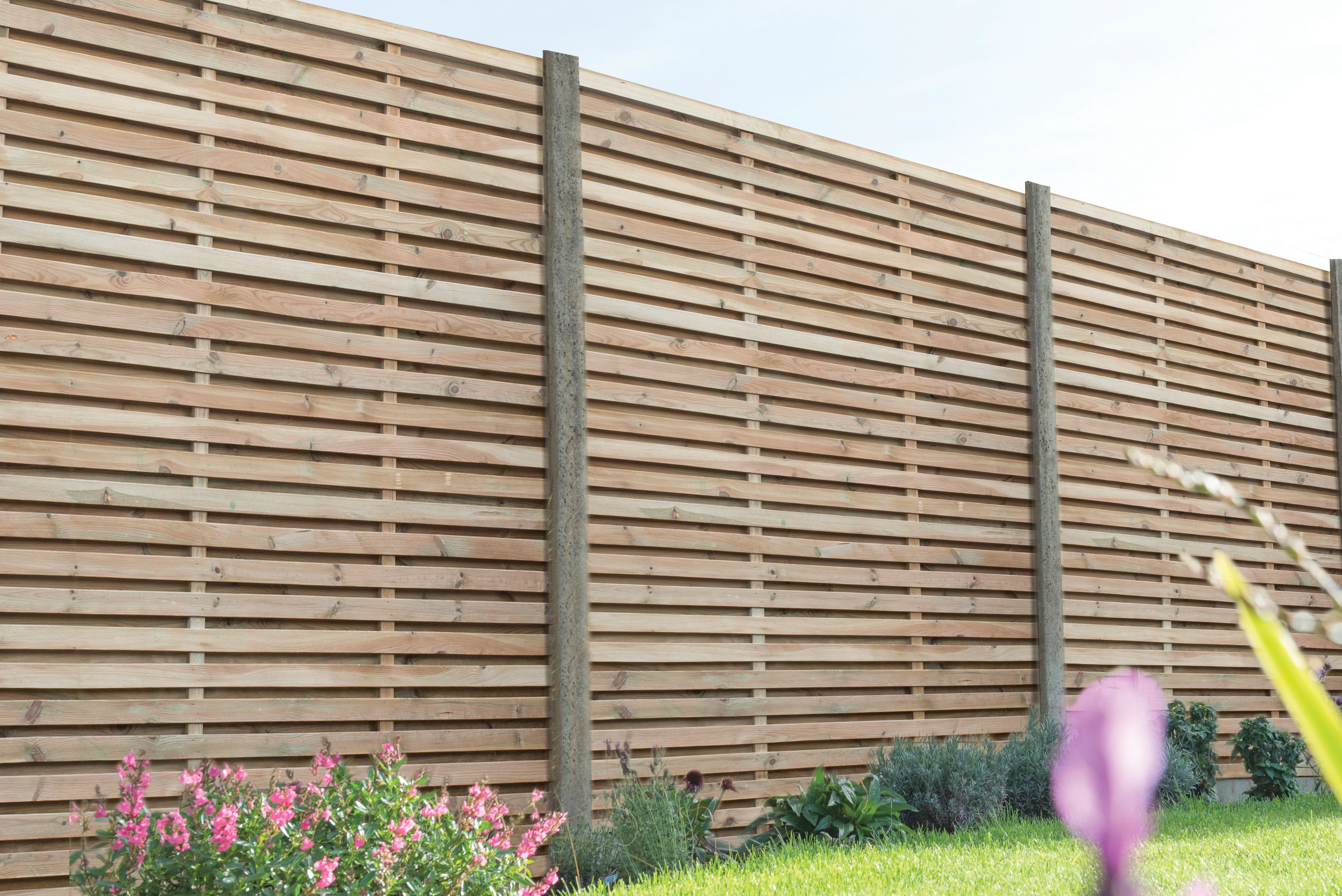 Image of Forest Garden Contemporary Double Slatted Fence Panel - 1800 x 1800mm - 6 x 6ft