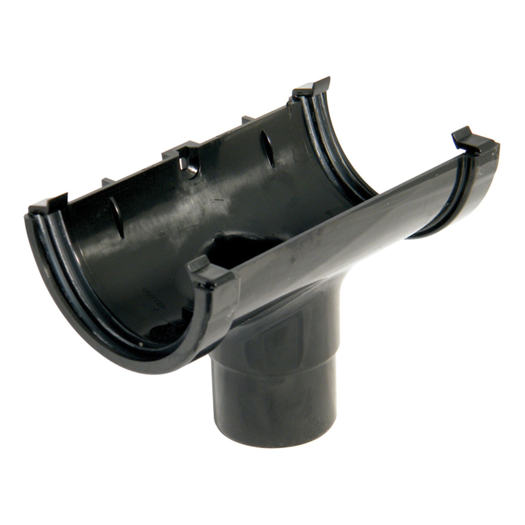 Image of FloPlast 76mm MiniFlo Gutter Running Outlet - Black