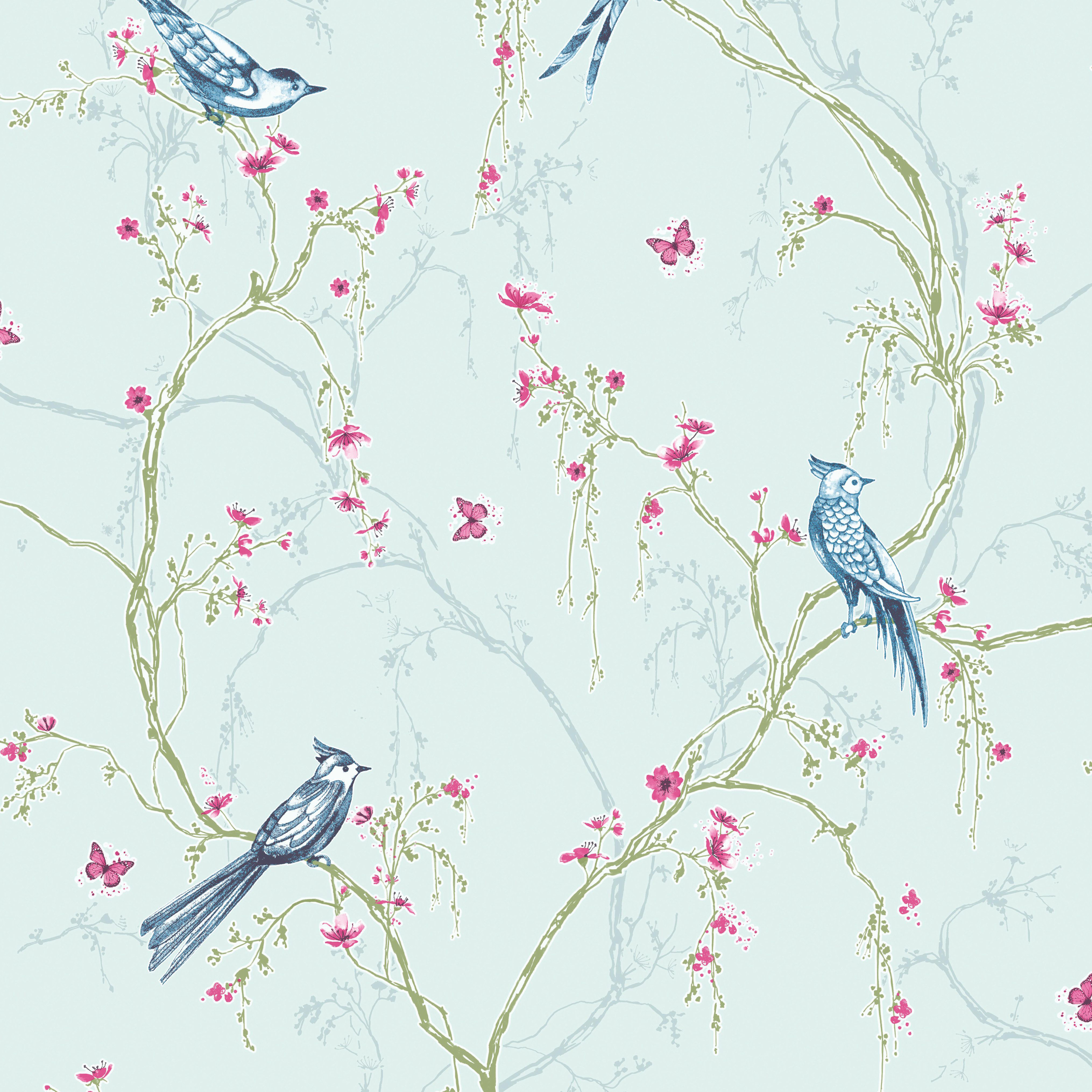 Superfresco Easy Songbird Duck Egg Decorative Wallpaper - 10m