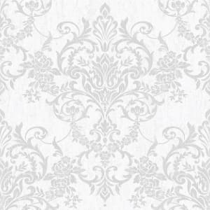 Superfresco Easy Victorian Damask Silver Decorative Wallpaper - 10m