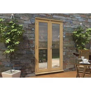 Rohden Pattern 10 Unfinished Oak French Doors - 4ft