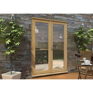 Rohden Pattern 10 Unfinished Oak French Doors - 5ft