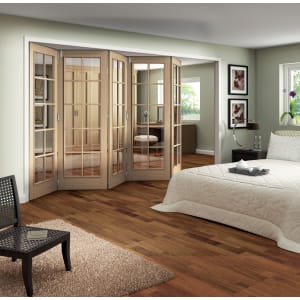 Jeld-Wen Fully Glazed Oak 10 Lite Internal Bi-Fold 5 Door Set - 2047mm x 3158mm