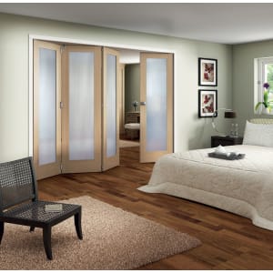 Jeld-Wen Oxford Fully Glazed Oak 1 Lite Internal Bi-Fold 4 Door Set - 2047mm x 2545mm