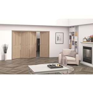 Jeld-Wen Cobham Oak 4 Panel Internal Bi-Fold 4 Door Set - 2047mm x 2545mm