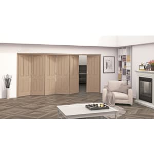 Jeld-Wen Cobham Oak 4 Panel Internal Bi-Fold 6 Door Set - 2047mm x 3771mm