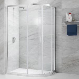 Nexa By Merlyn 6mm Chrome Offset Quadrant Double Sliding Door Shower Enclosure - Various Sizes Available