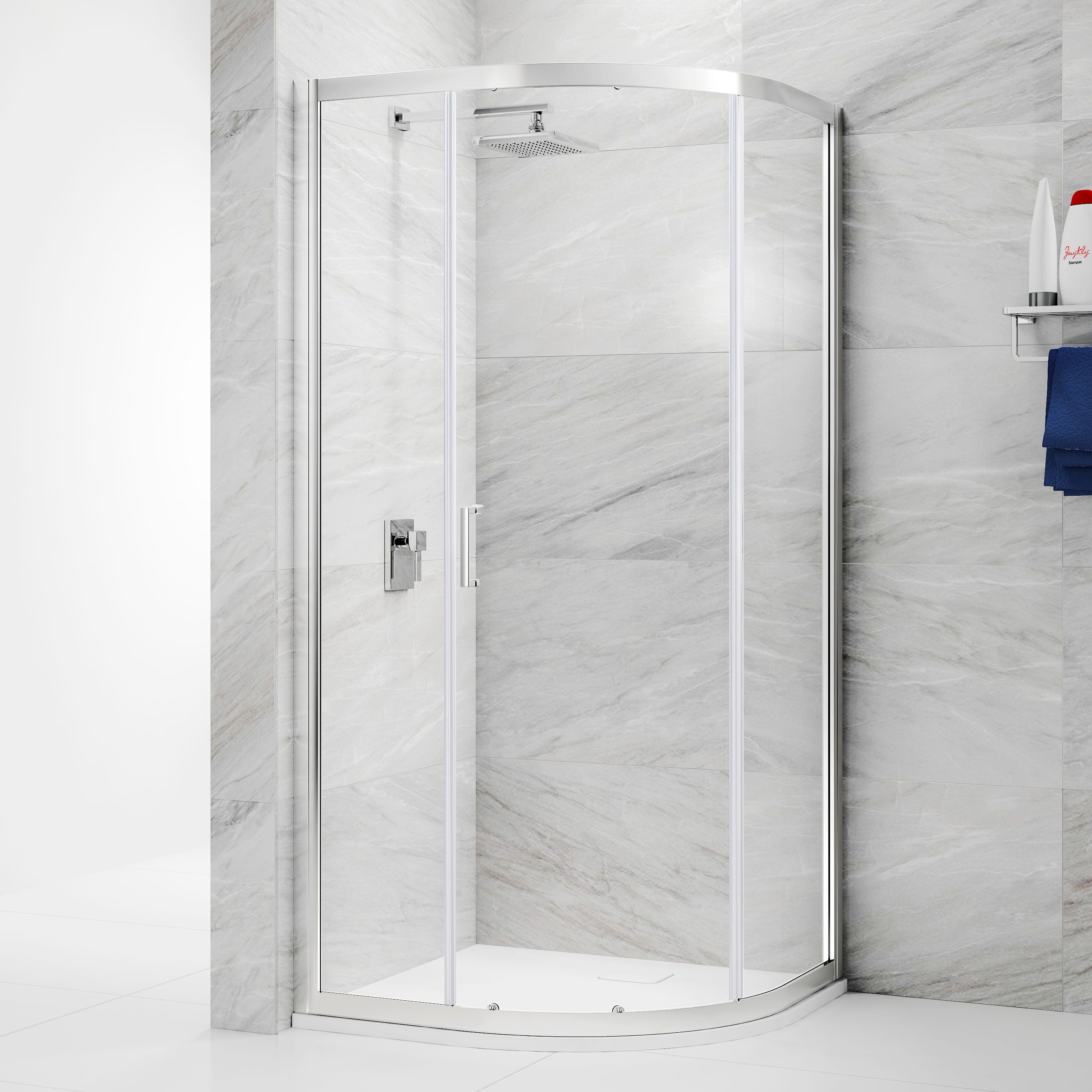 Image of Nexa By Merlyn 6mm Chrome Quadrant Single Sliding Door Shower Enclosure - 800 x 800mm