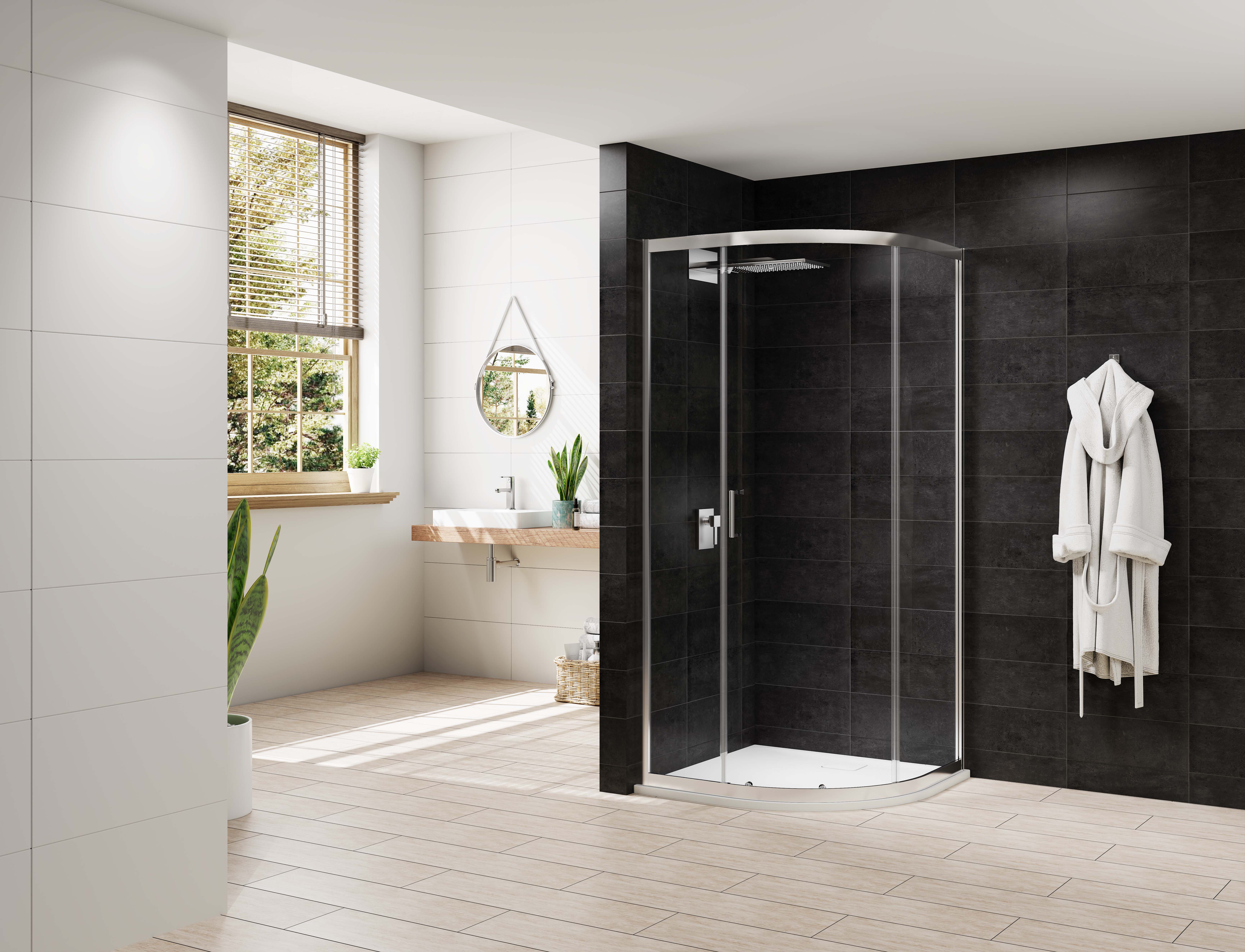 Nexa By Merlyn 6mm Chrome Quadrant Single Sliding Door Shower Enclosure - Various Sizes Available