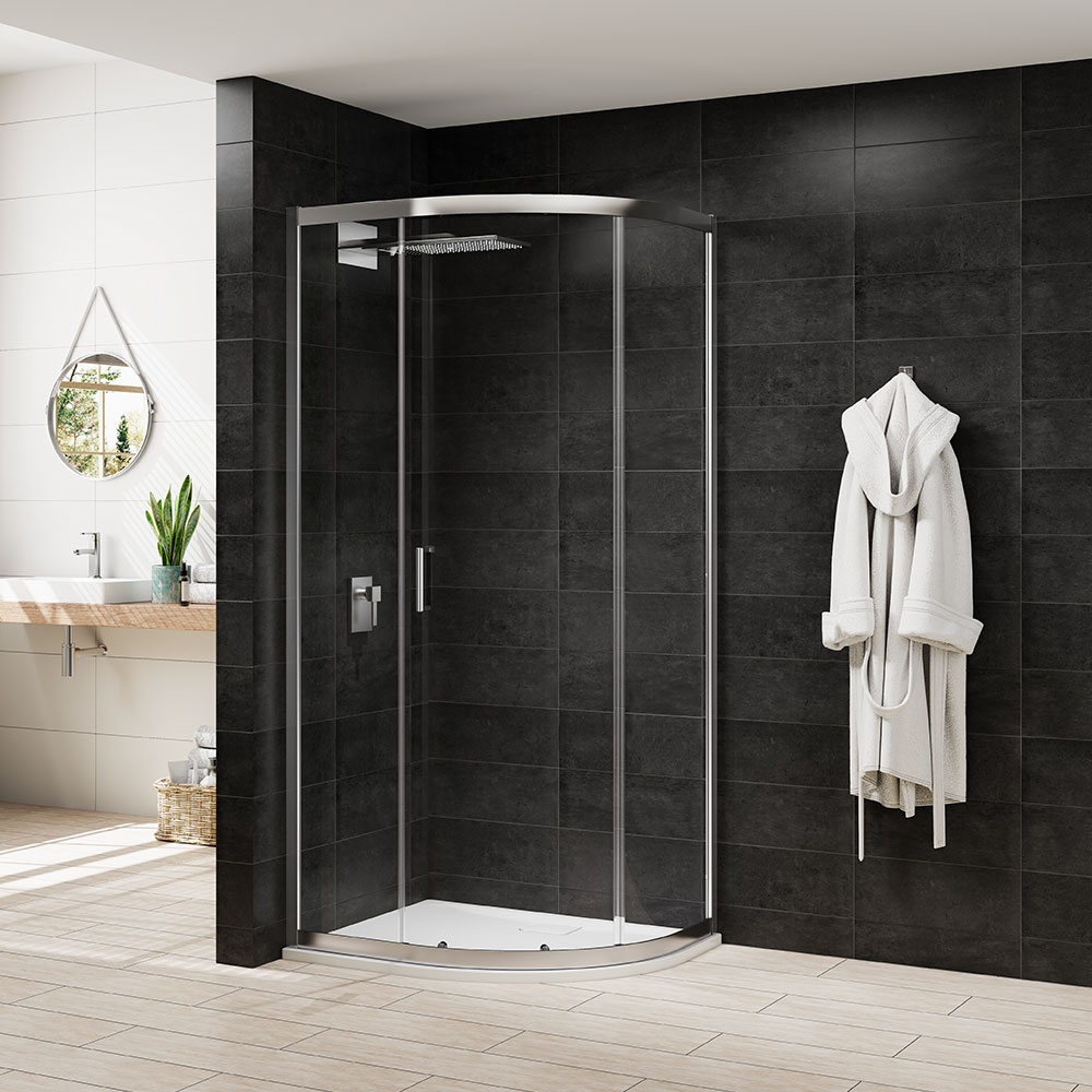 Nexa By Merlyn 6mm Chrome Offset Quadrant Single Sliding Door Shower Enclosure - 1200 x 900mm