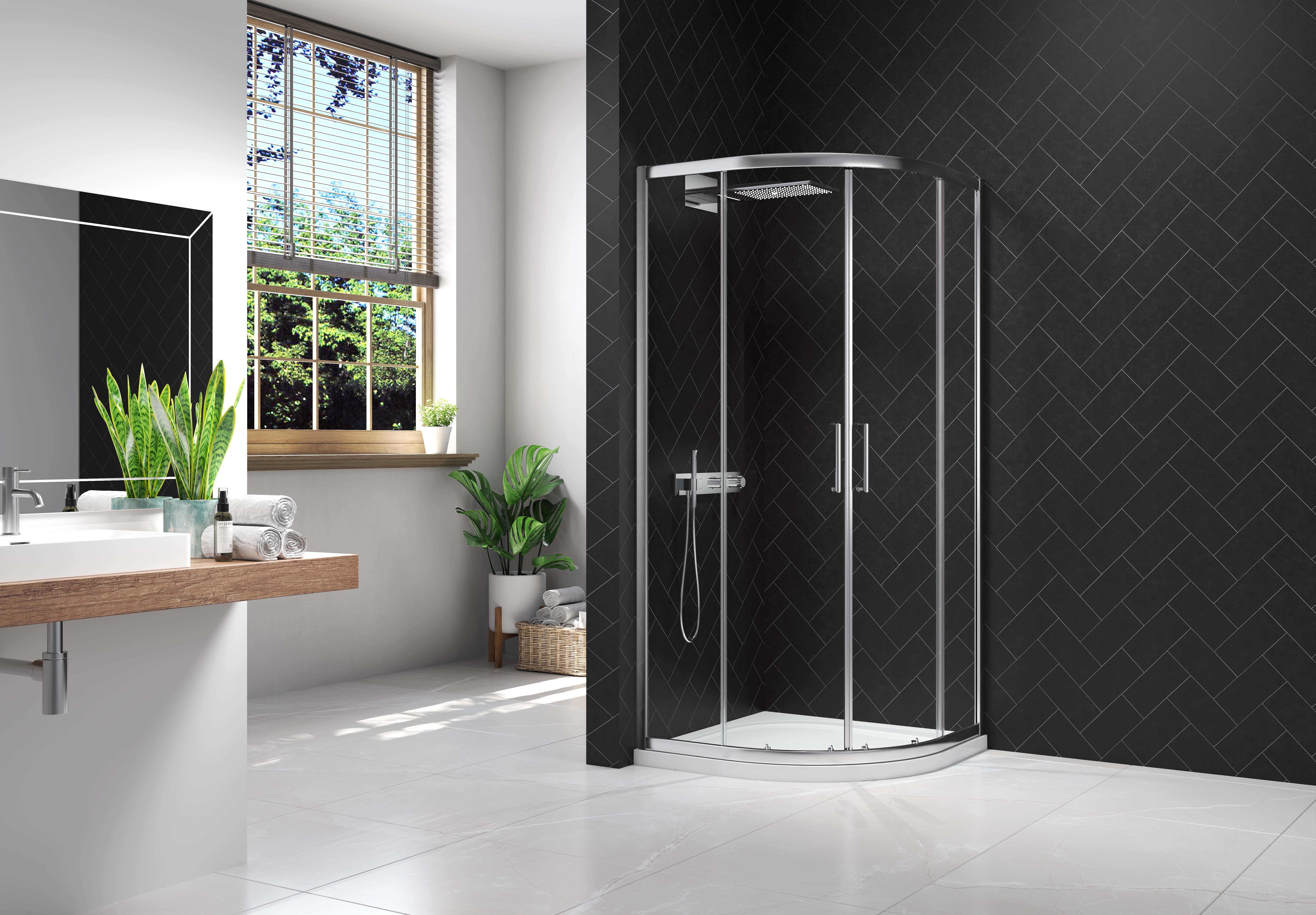 Image of Nexa By Merlyn 8mm Chrome Quadrant Double Sliding Door Shower Enclosure - 800 x 800mm