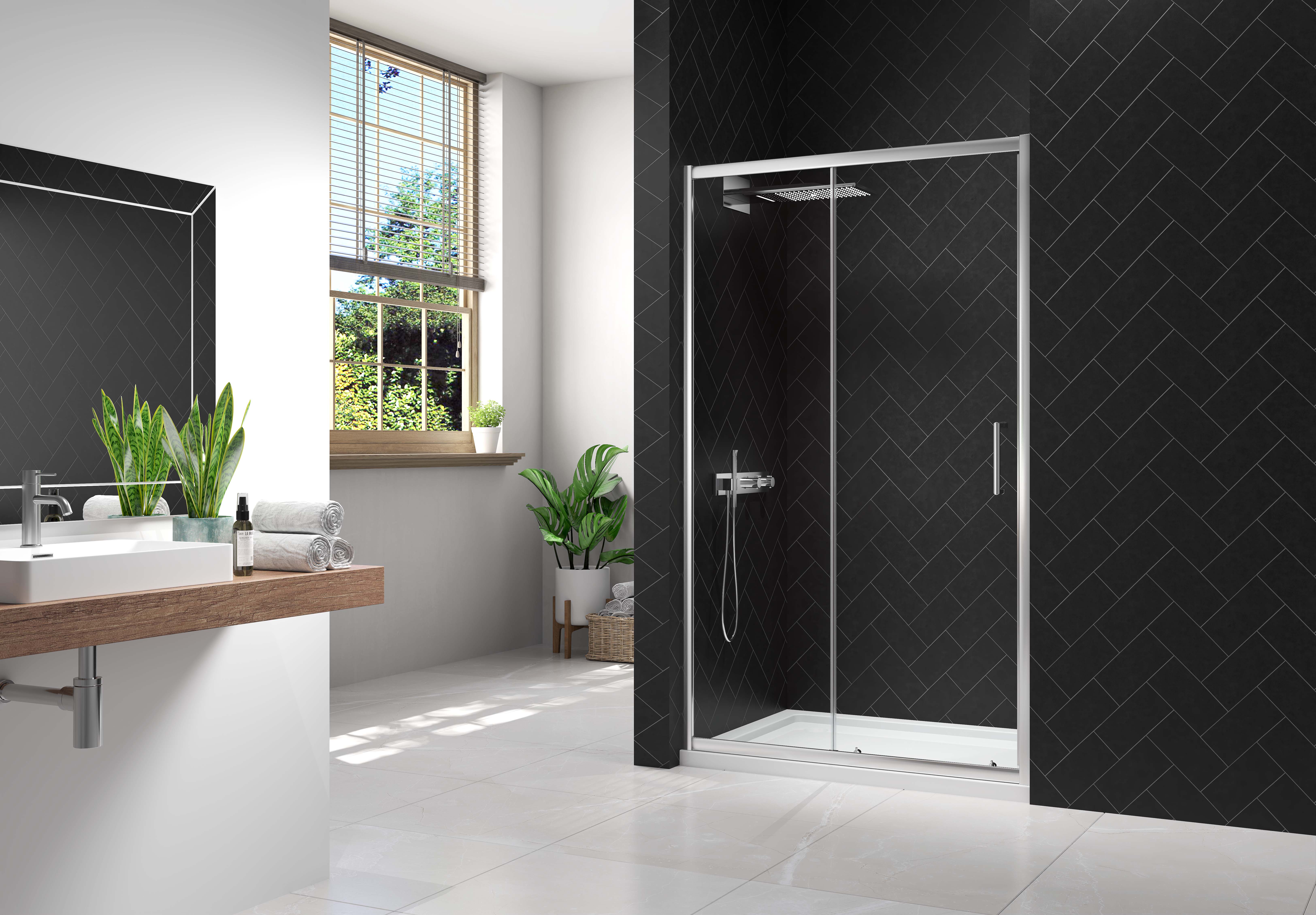 Nexa By Merlyn 8mm Chrome Framed Sliding Shower Door Only - 1900 x 1200mm