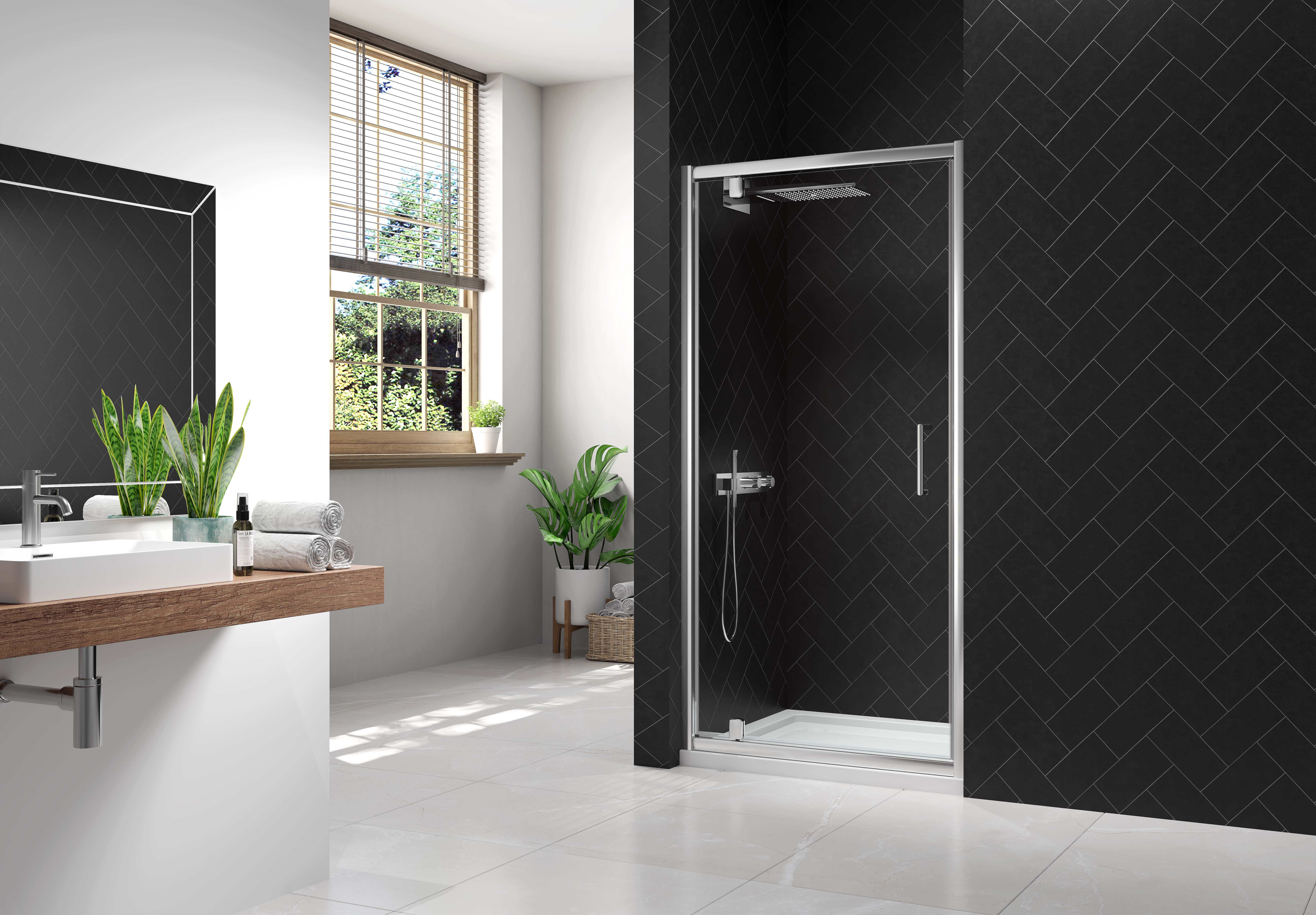 Nexa By Merlyn 8mm Chrome Framed Pivot Shower Door Only - 1900 x 800mm