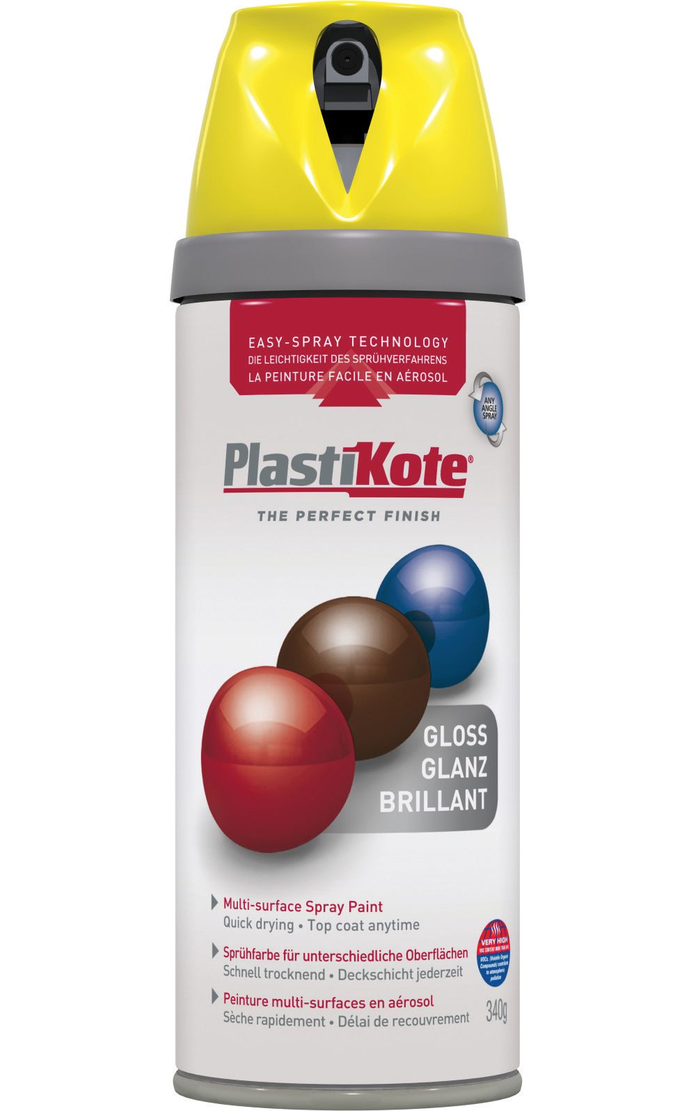 Plastikote Multi-Surface Gloss Spray Paint - New Yellow - 400ml