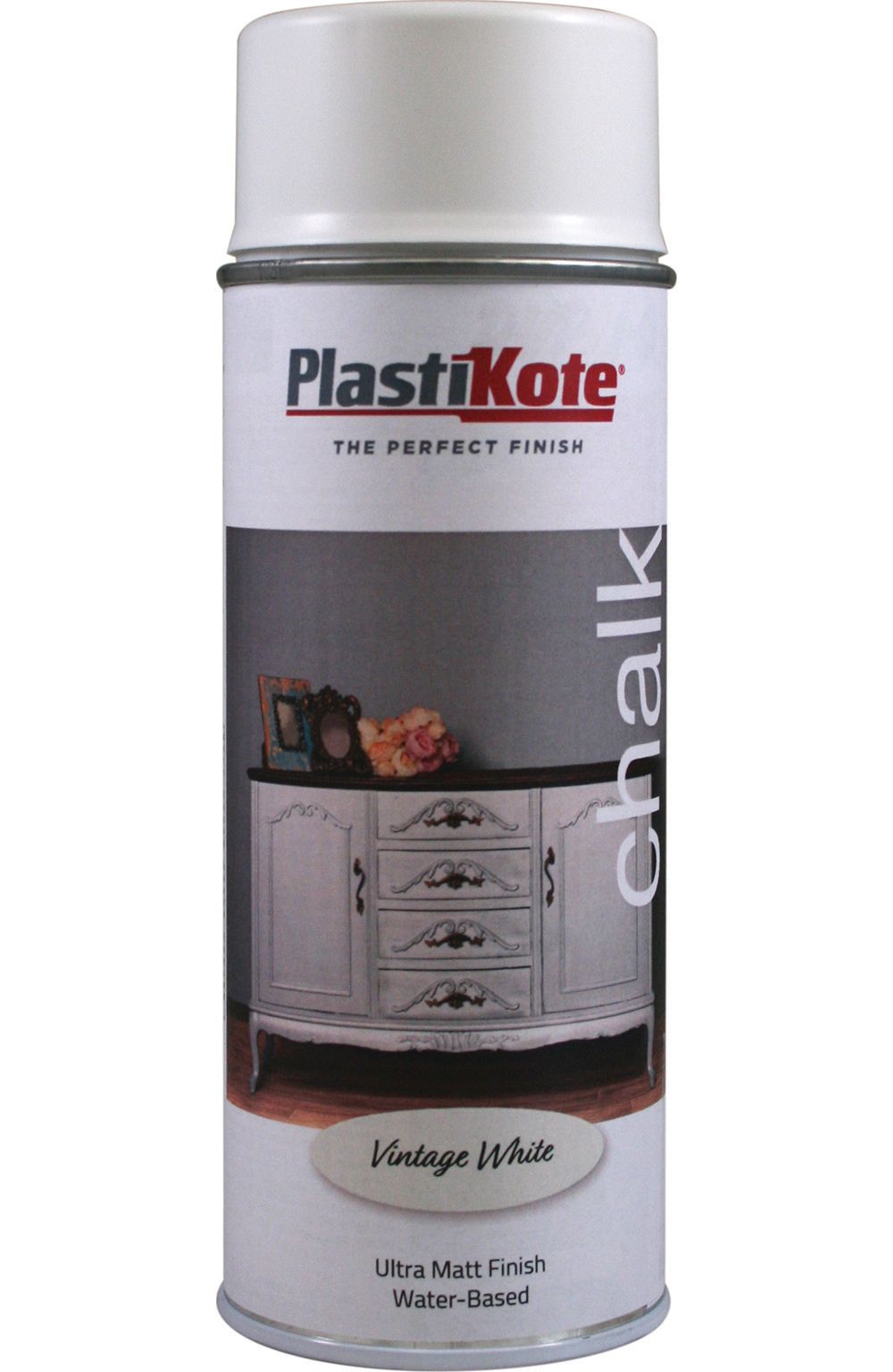 Plastikote Chalk Finish Spray Paint - Vintage White - 400ml