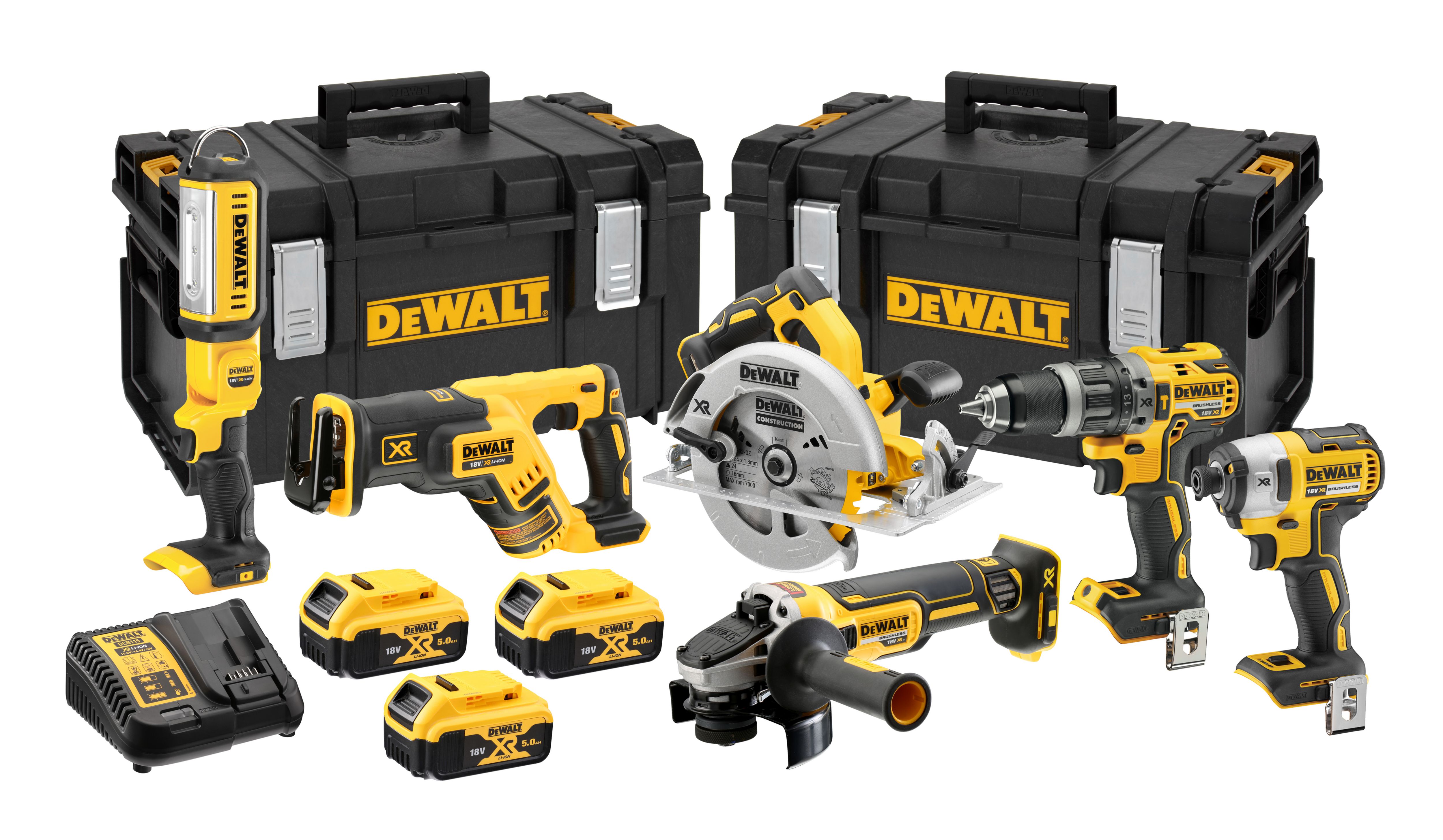 Image of DEWALT DCK623P3-GB 18V XR Brushless Cordless Compact 3 x 5.0Ah 6 Piece Set