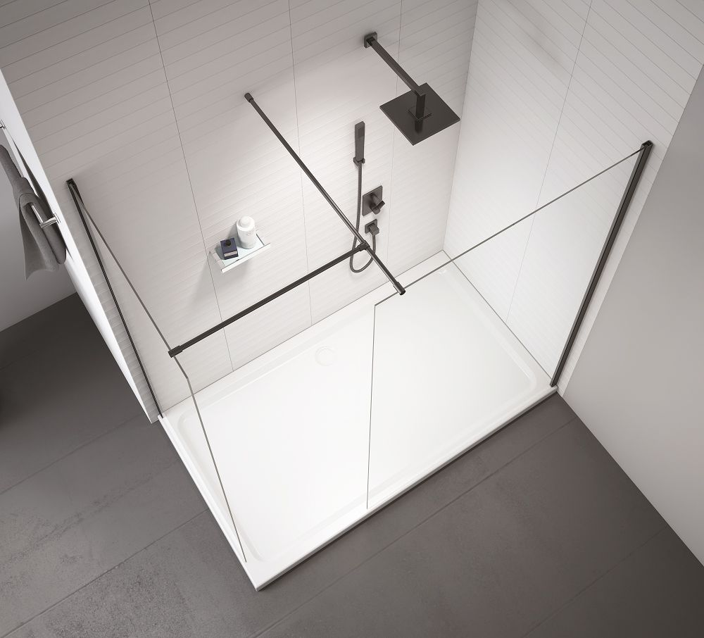 Nexa By Merlyn 8mm Black Frameless Wet Room Shower Screen Only - 2015 x 1000mm