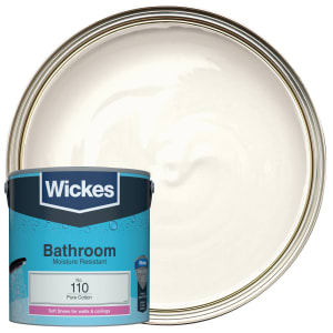 Wickes Bathroom Soft Sheen Emulsion Paint - Pure Cotton No.110 - 2.5L