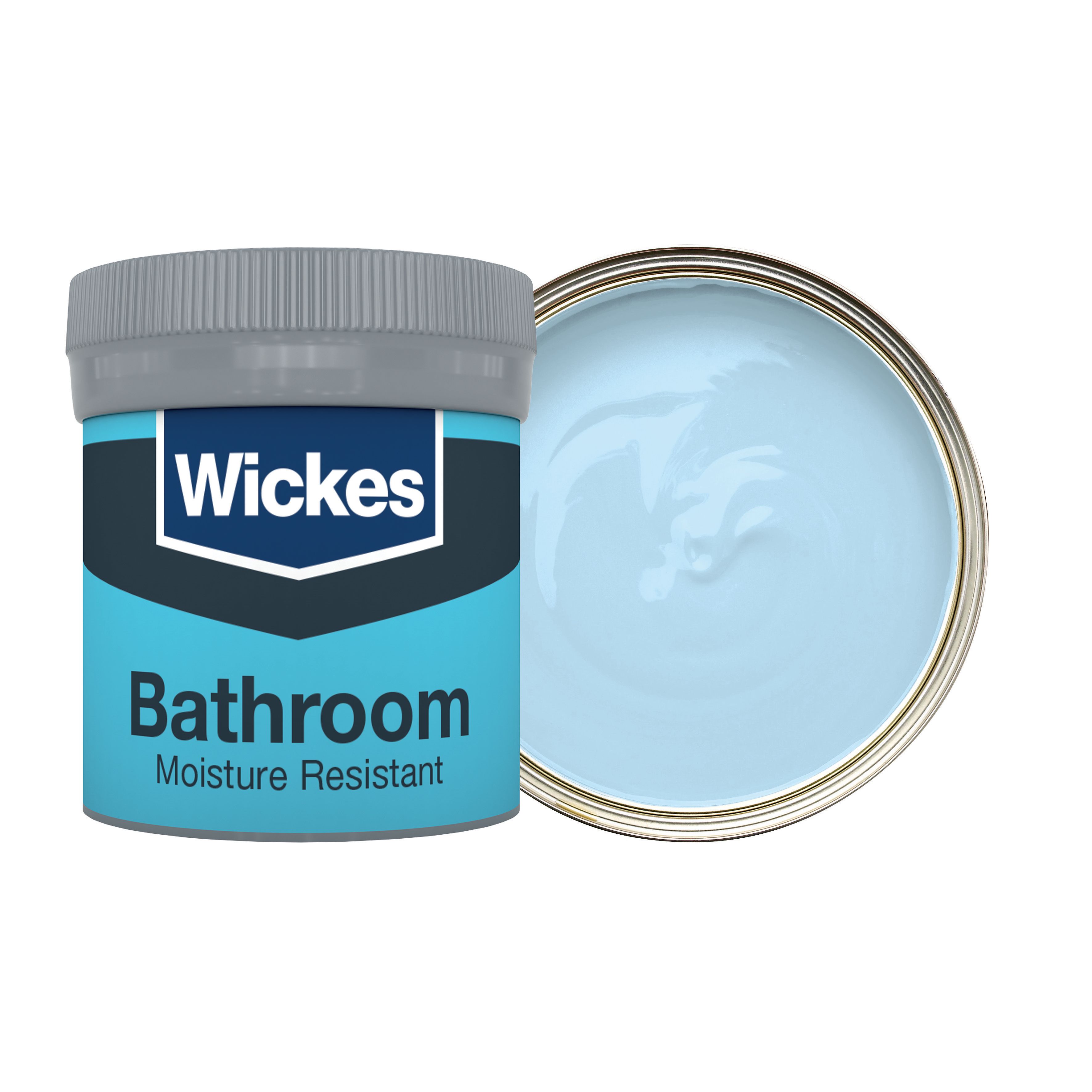 Image of Wickes Bathroom Soft Sheen Emulsion Paint Tester Pot - Sky No.910 - 50ml