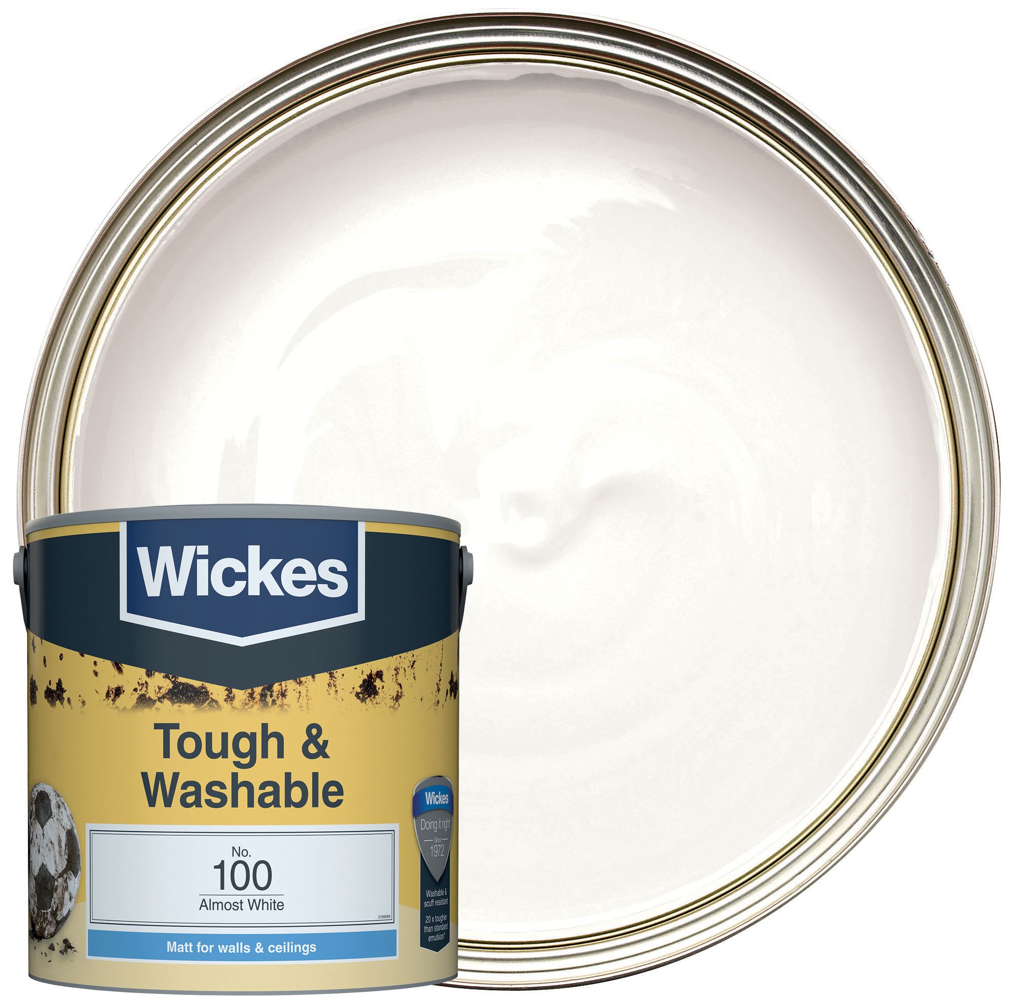 Wickes Tough & Washable Matt Emulsion Paint - Almost White No.100 - 2.5L