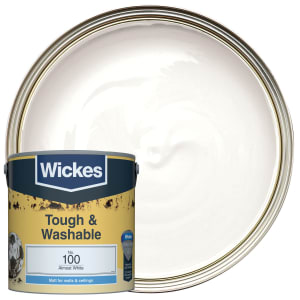 Wickes Almost White - No.100 Tough & Washable Matt Emulsion Paint - 2.5L