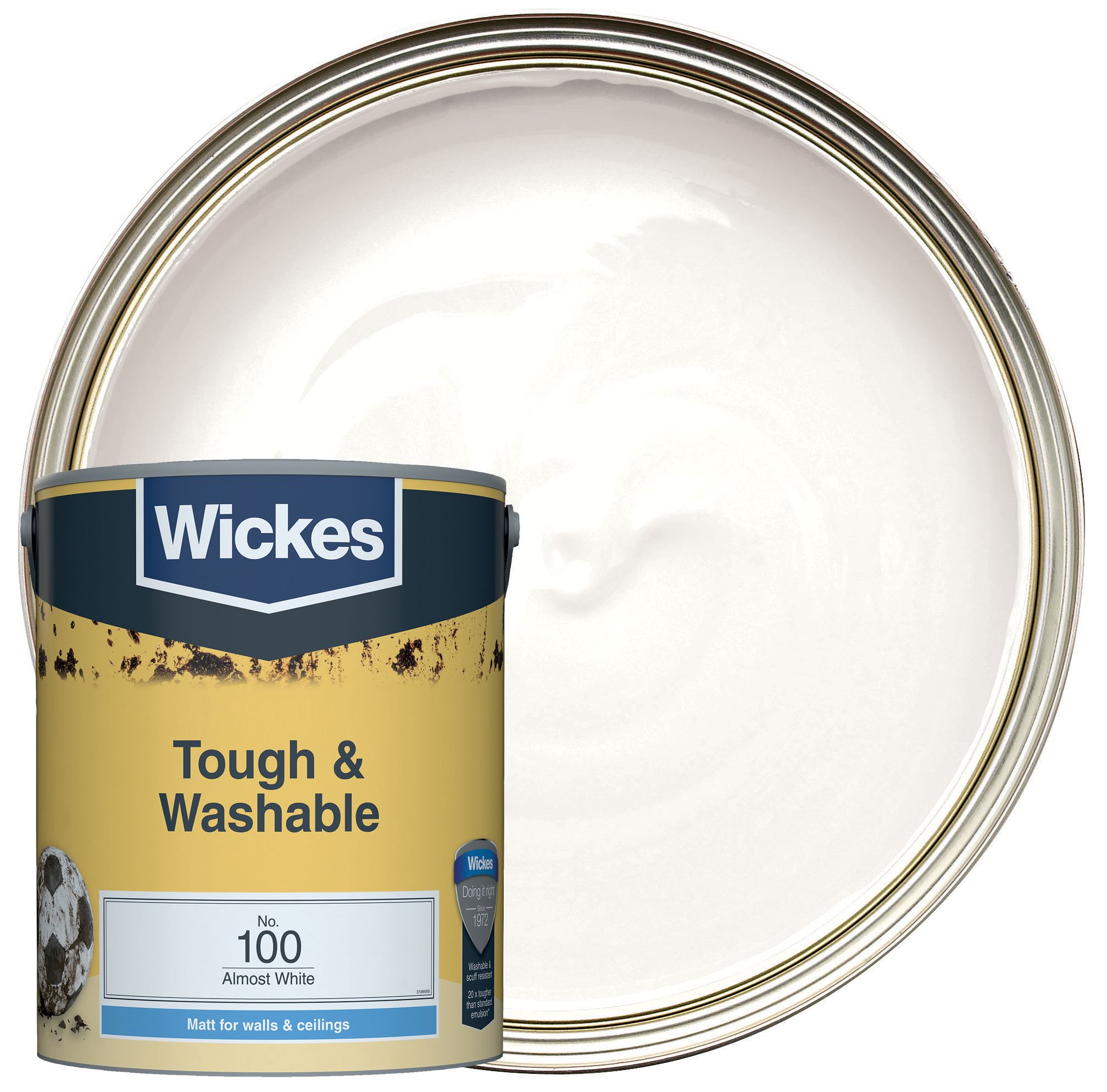 Wickes Tough & Washable Matt Emulsion Paint - Almost White No.100 - 5L