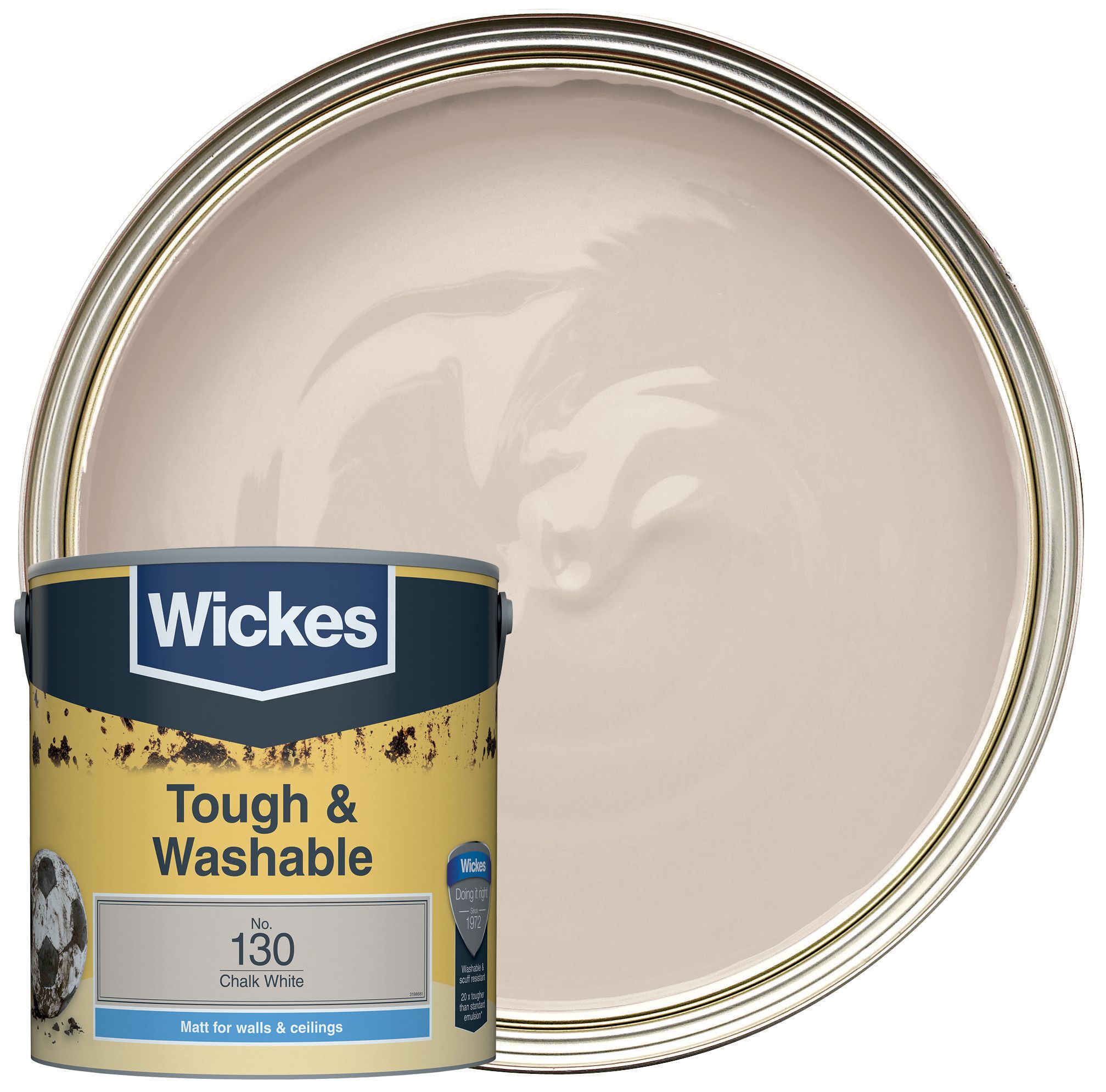 Wickes Tough & Washable Matt Emulsion Paint - Chalk White No.130 - 2.5L