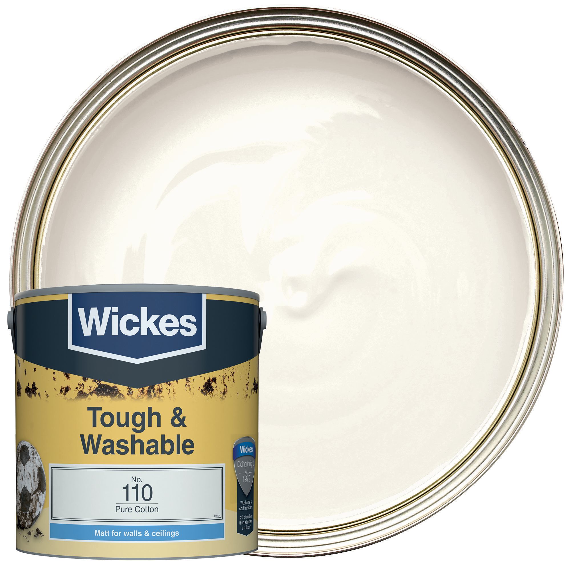 Wickes Tough & Washable Matt Emulsion Paint - Pure Cotton No.110 - 2.5L