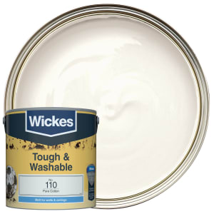 Wickes Pure Cotton - No.110 Tough & Washable Matt Emulsion Paint - 2.5L