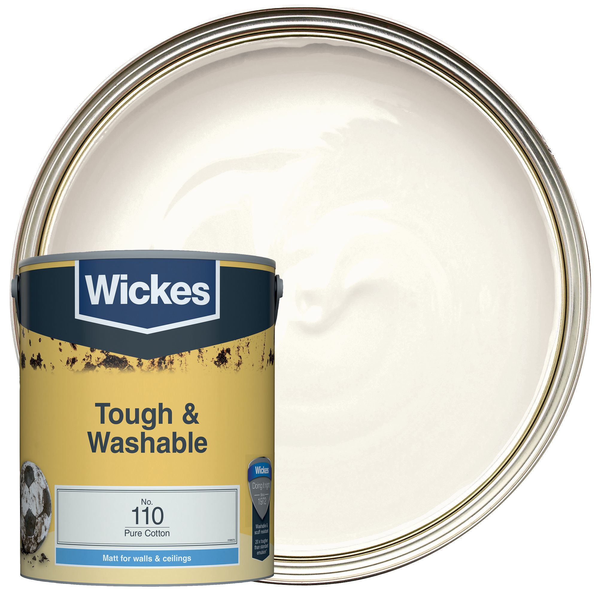 Wickes Tough & Washable Matt Emulsion Paint - Pure Cotton No.110 - 5L