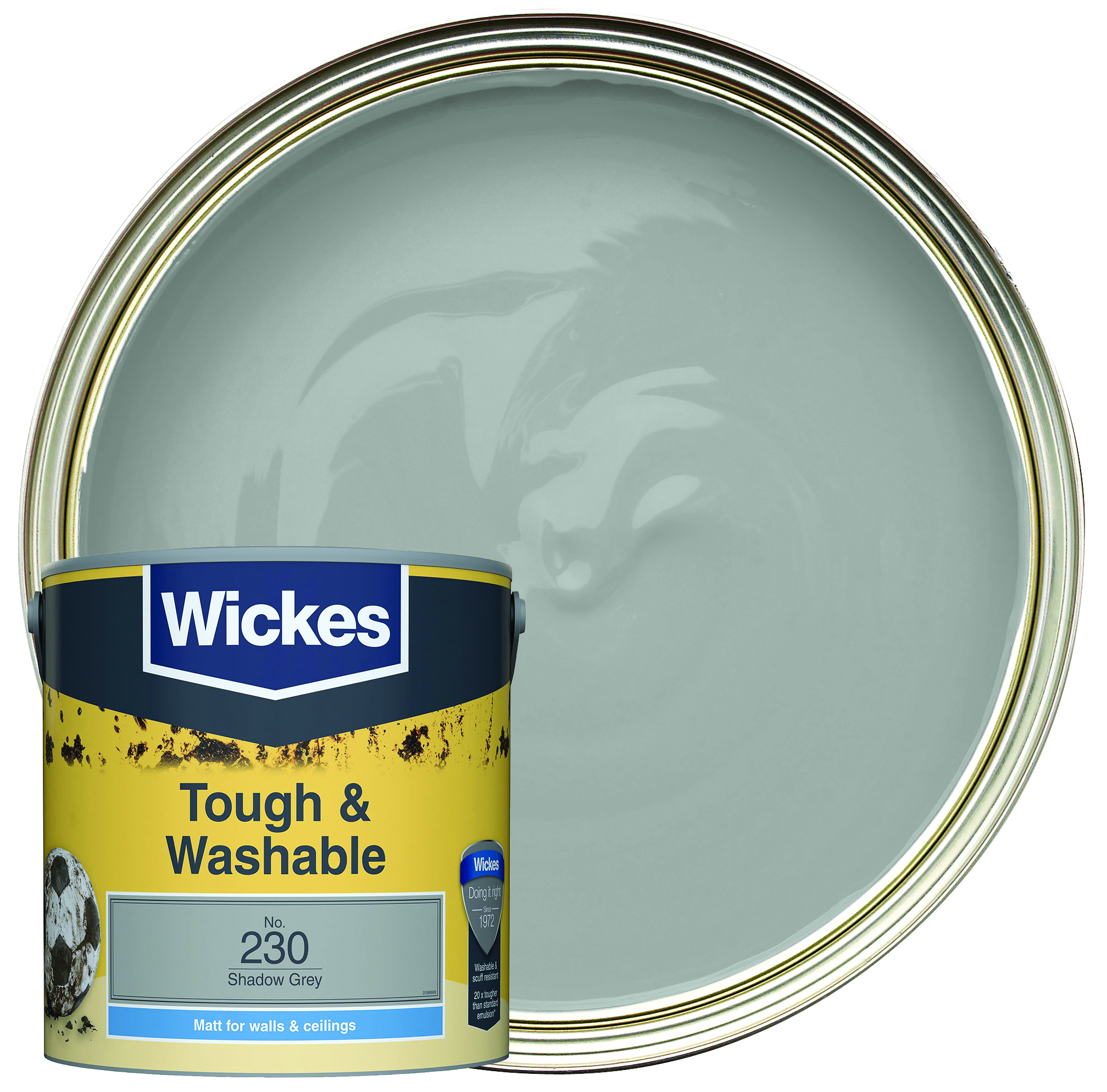 Wickes Tough & Washable Matt Emulsion Paint - Shadow Grey No.230 - 2.5L