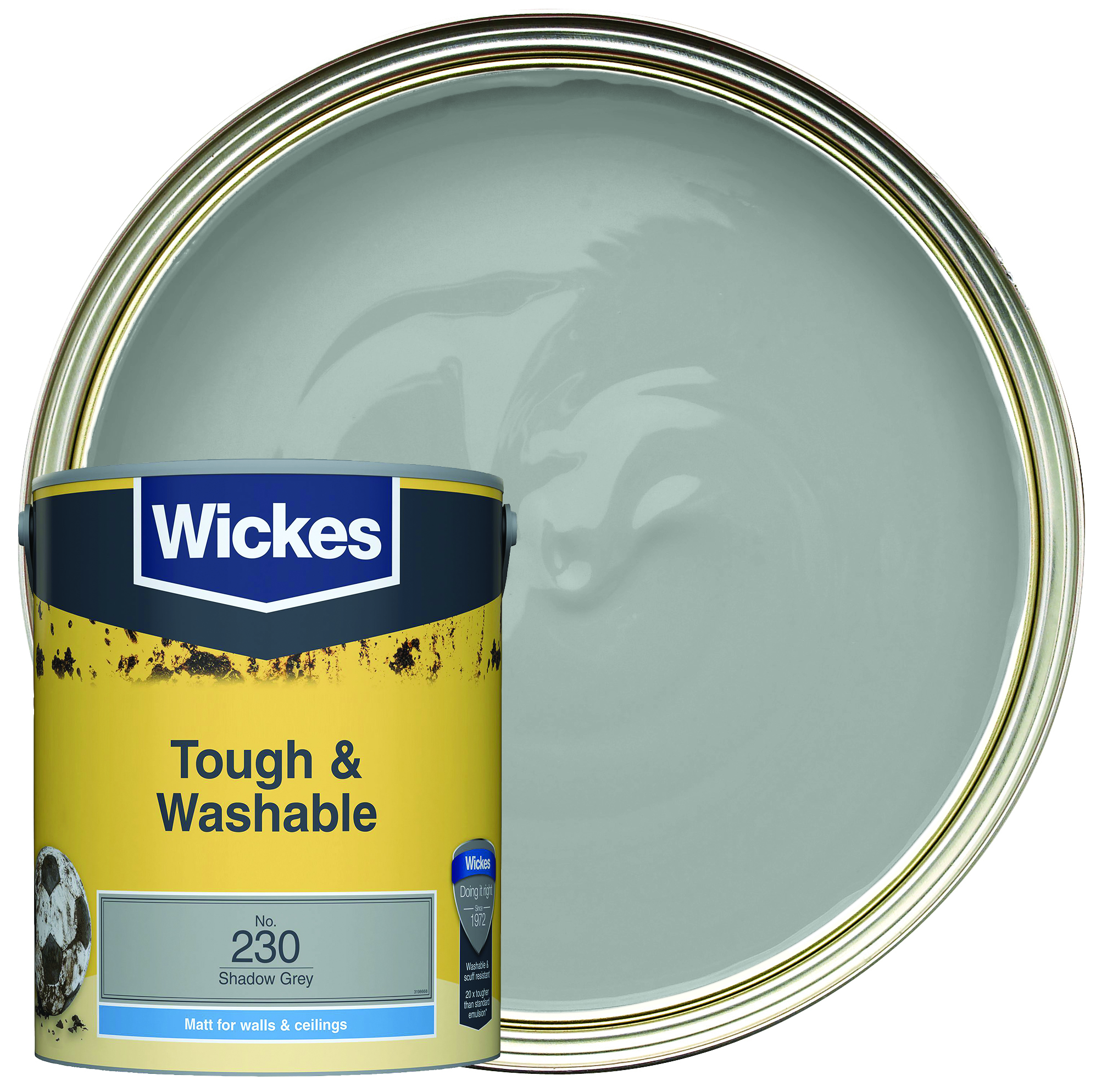 Wickes Tough & Washable Matt Emulsion Paint - Shadow Grey No.230 - 5L