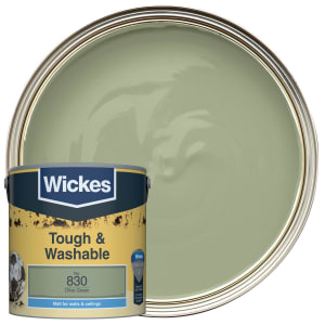 Wickes Olive Green - No.830 Tough & Washable Matt Emulsion Paint - 2.5L