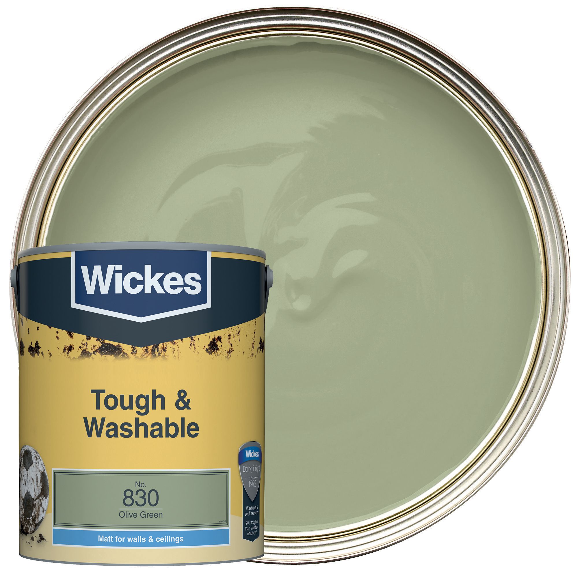 Wickes Tough & Washable Matt Emulsion Paint - Olive Green No.830 - 5L