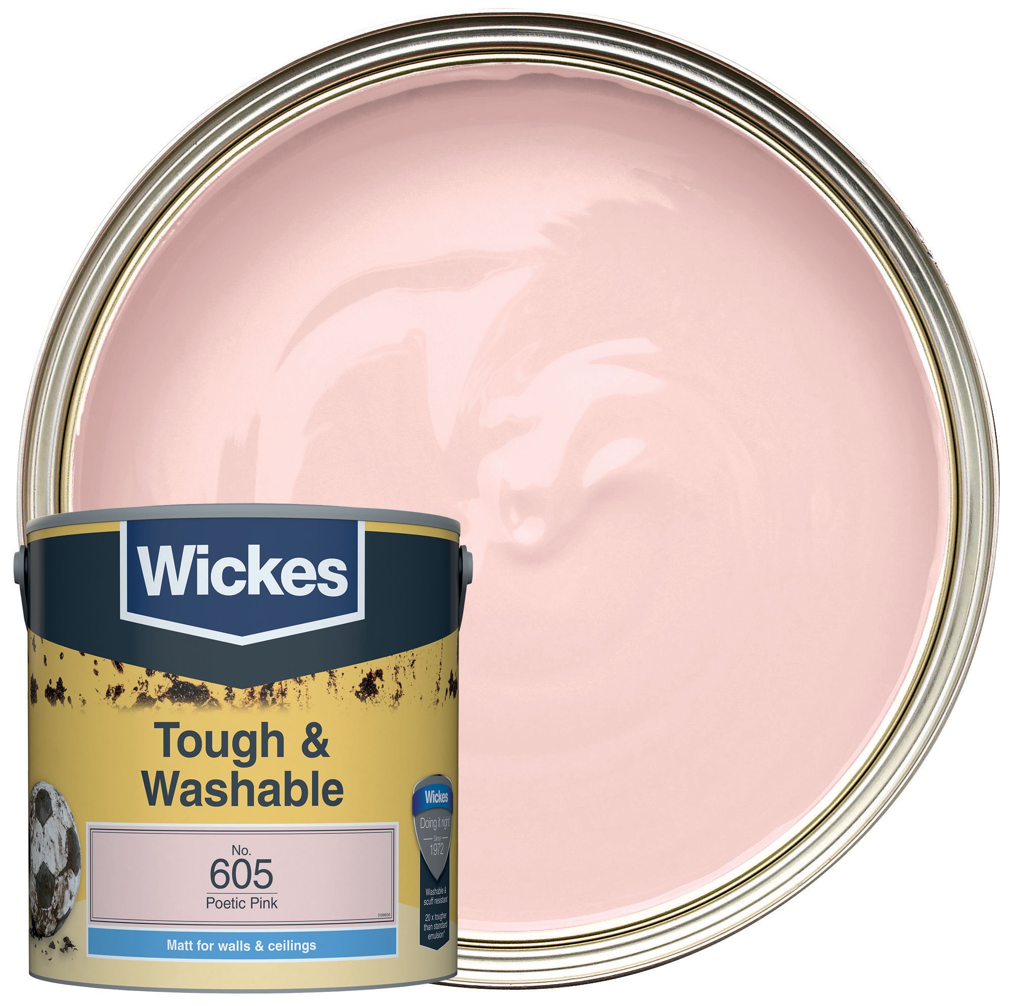 Wickes Tough & Washable Matt Emulsion Paint - Poetic Pink No.605 - 2.5L