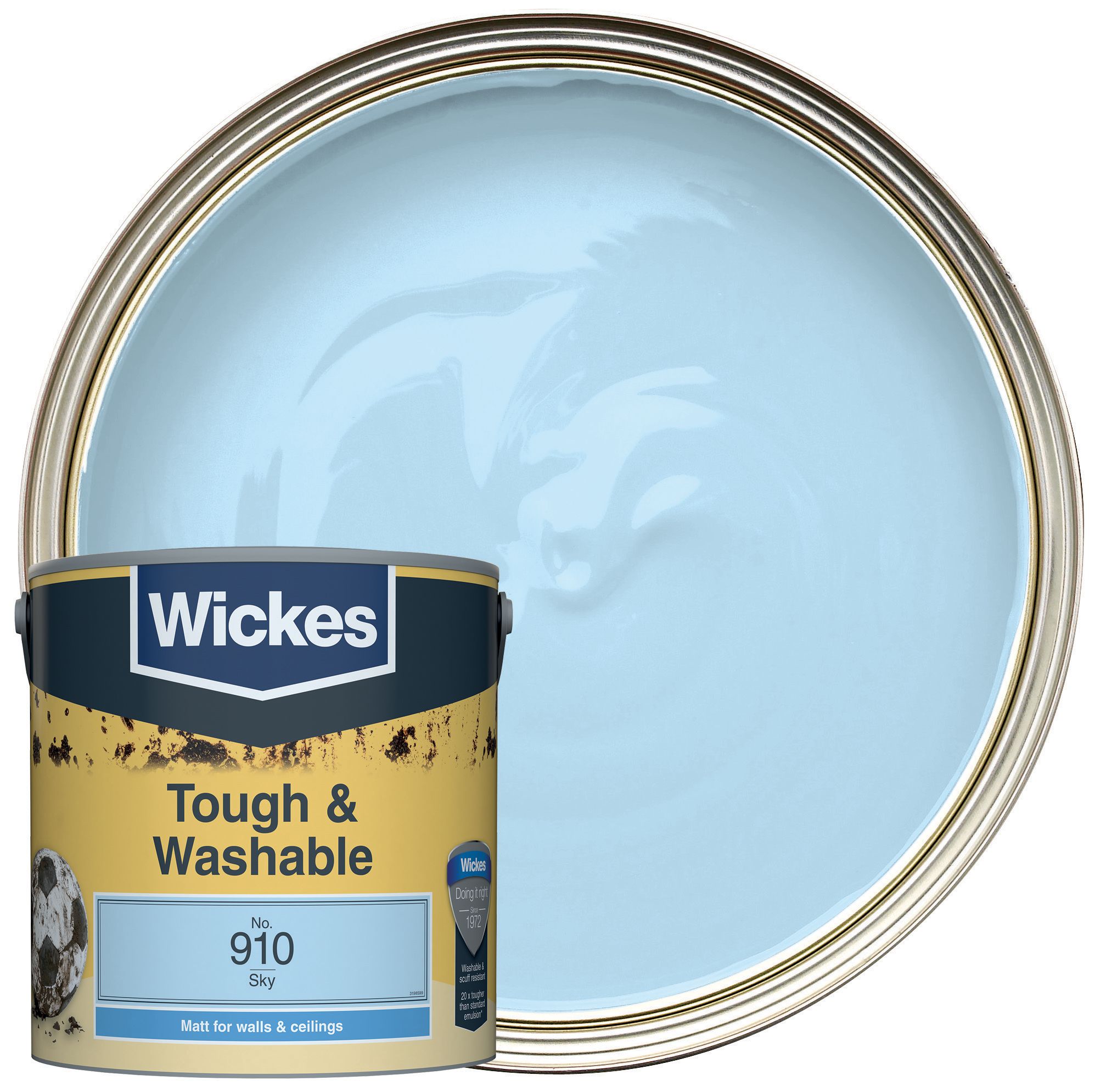 Image of Wickes Tough & Washable Matt Emulsion Paint - Sky No.910 - 2.5L