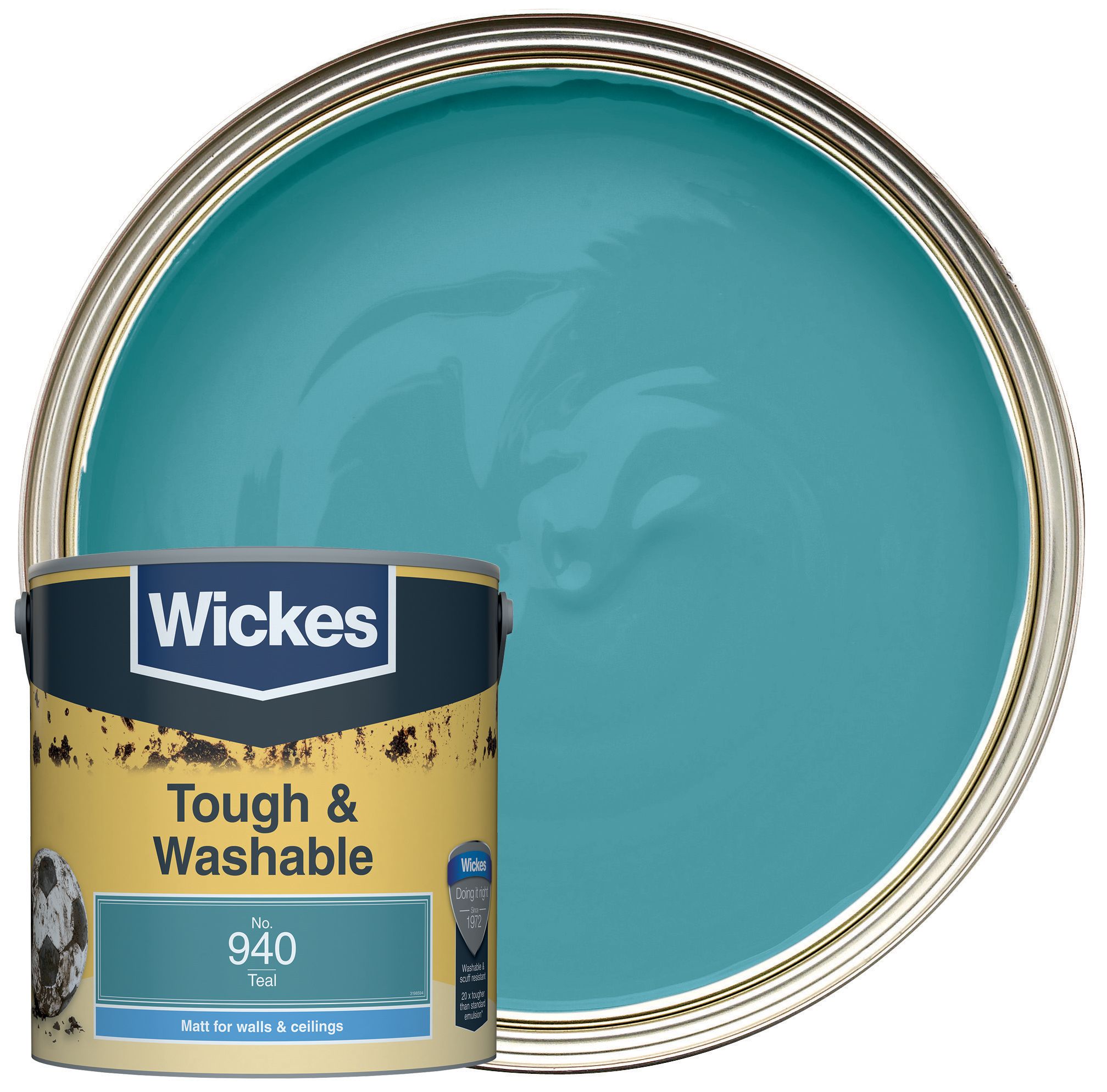 Wickes Tough & Washable Matt Emulsion Paint - Teal No.940 - 2.5L
